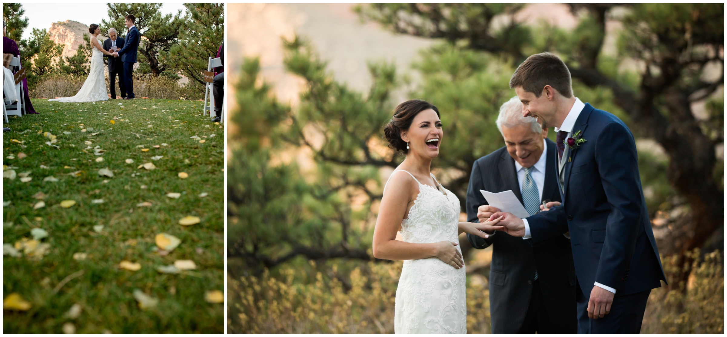 Colorado outdoor fall wedding ceremony at Lionscrest Manor 