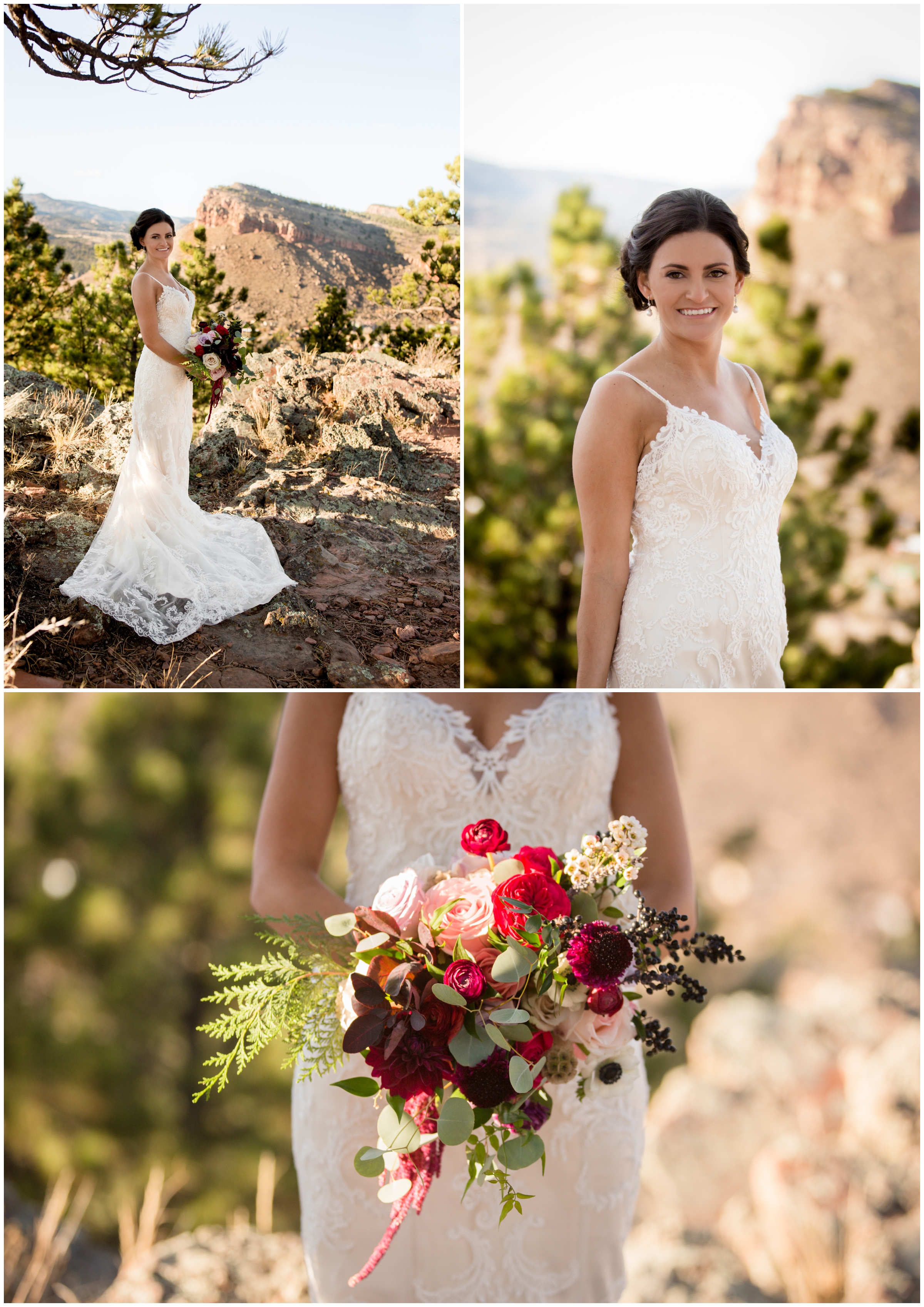 bride on a mountaintop at Colorado fall wedding in Lyons 