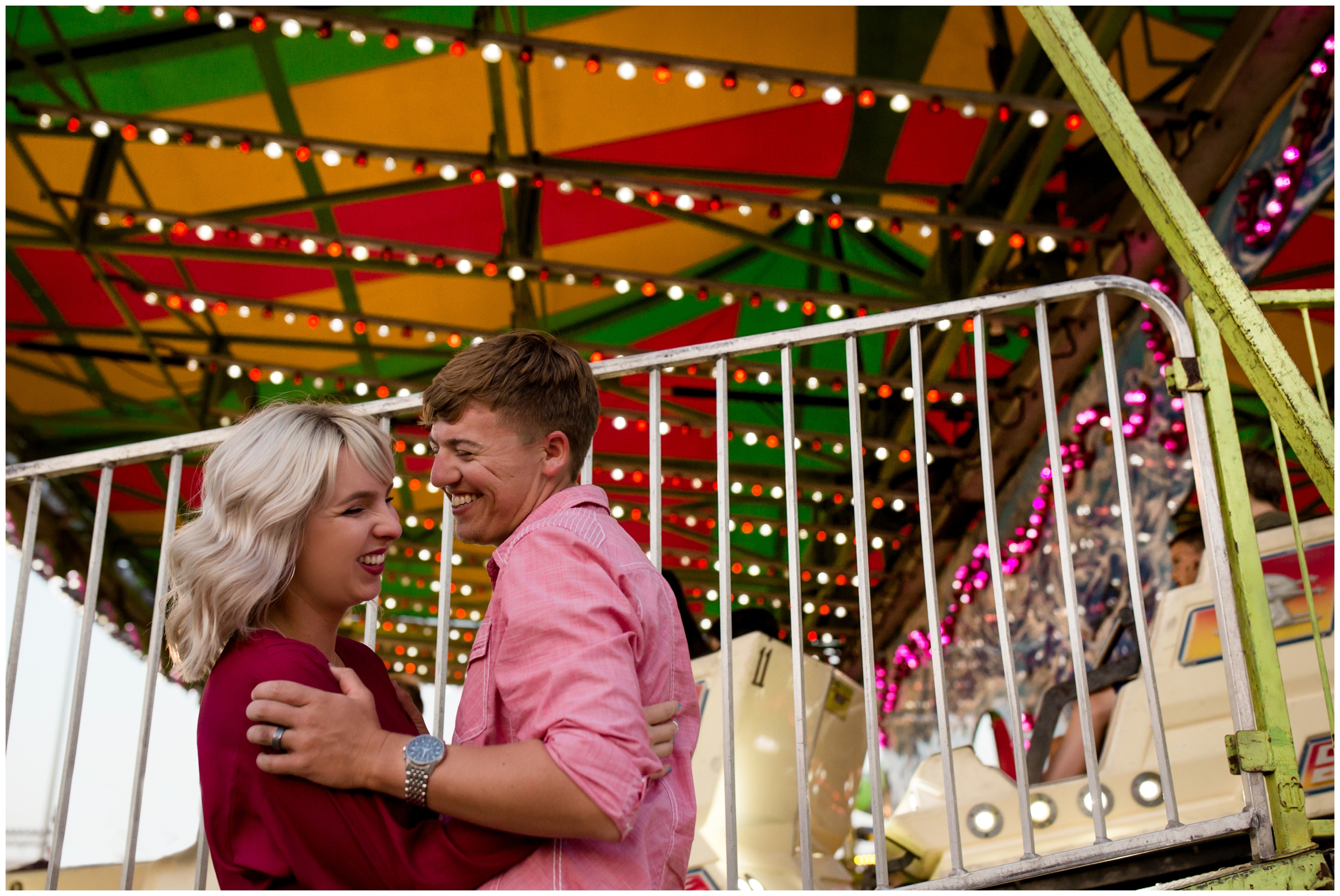 Longmont engagement pictures at the carnival by Colorado wedding photographer Plum Pretty Photography. Fair engagement photos inspiraiton.