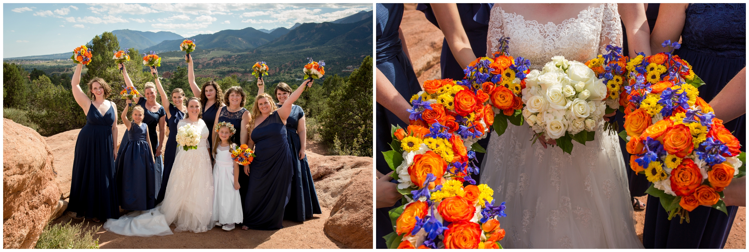 blue and orange wedding inspiration at Garden of the Gods Colorado wedding 