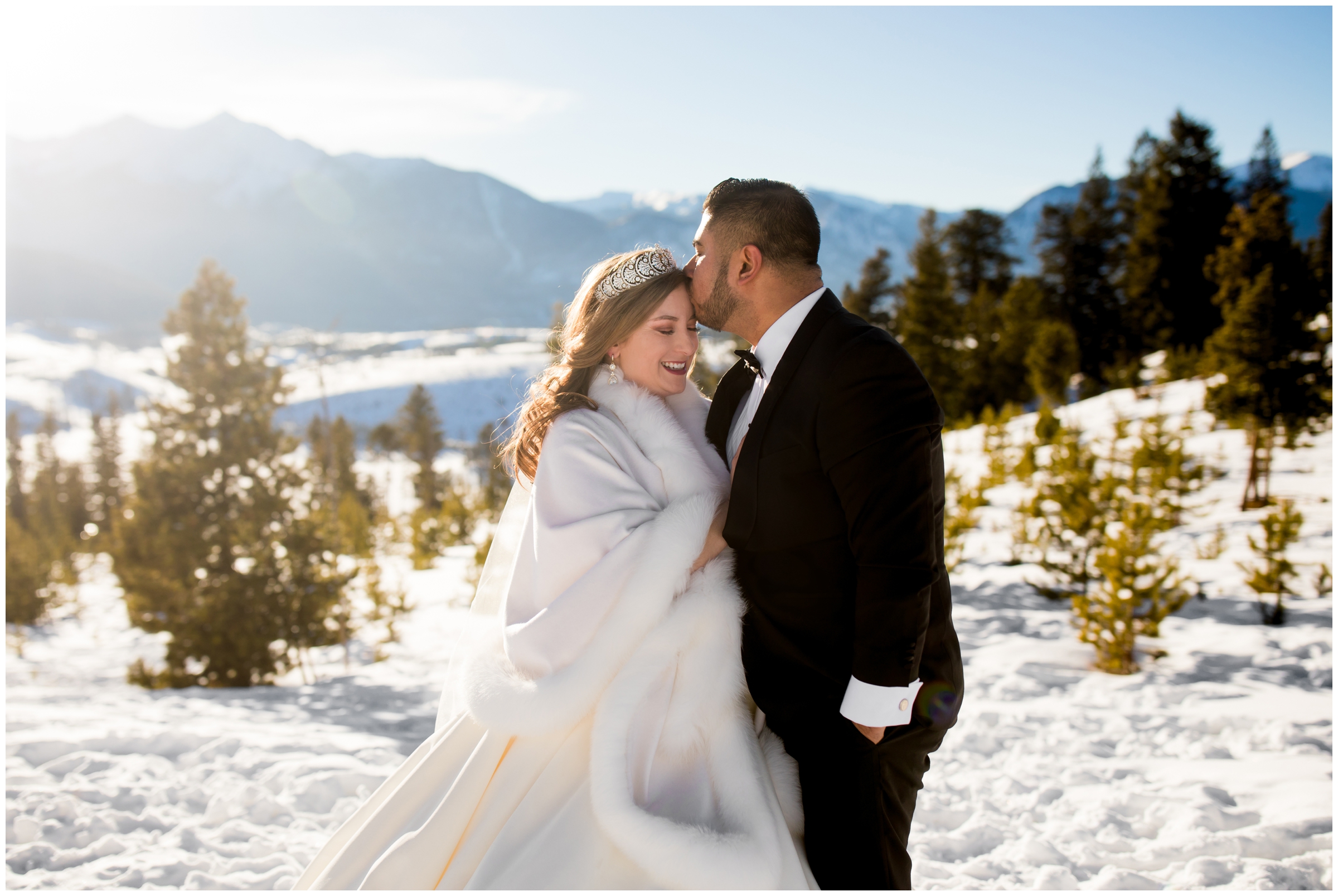 snowy Colorado winter elopement wedding photography at Sapphire Point Overlook Breckenridge 
