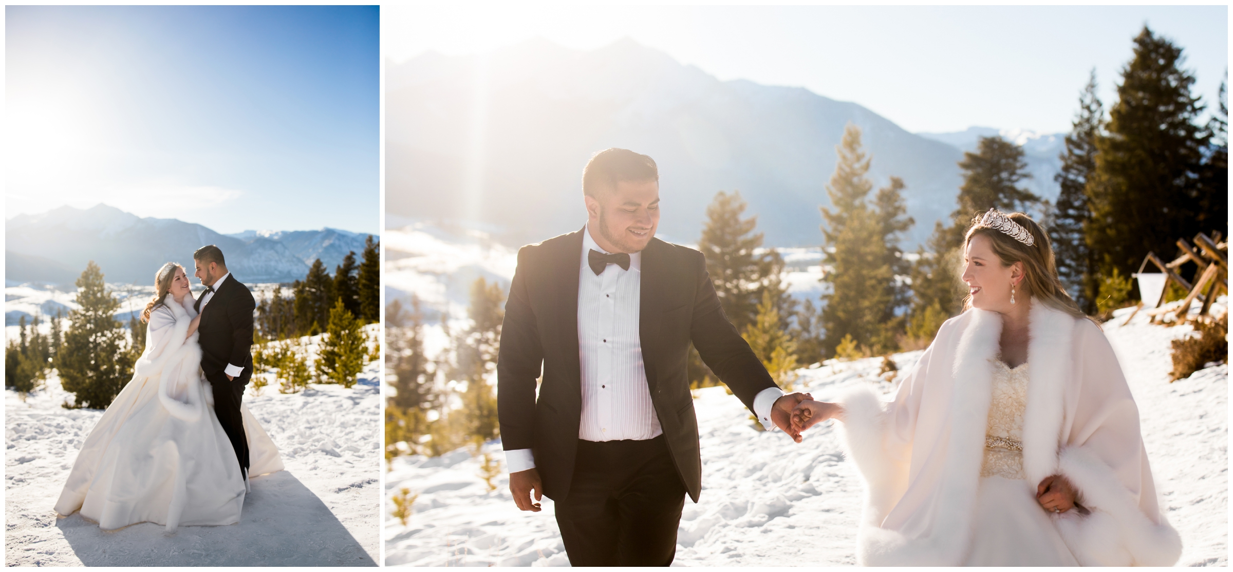 snowy Breckenridge Colorado winter wedding photography at Sapphire Point Overlook elopement 