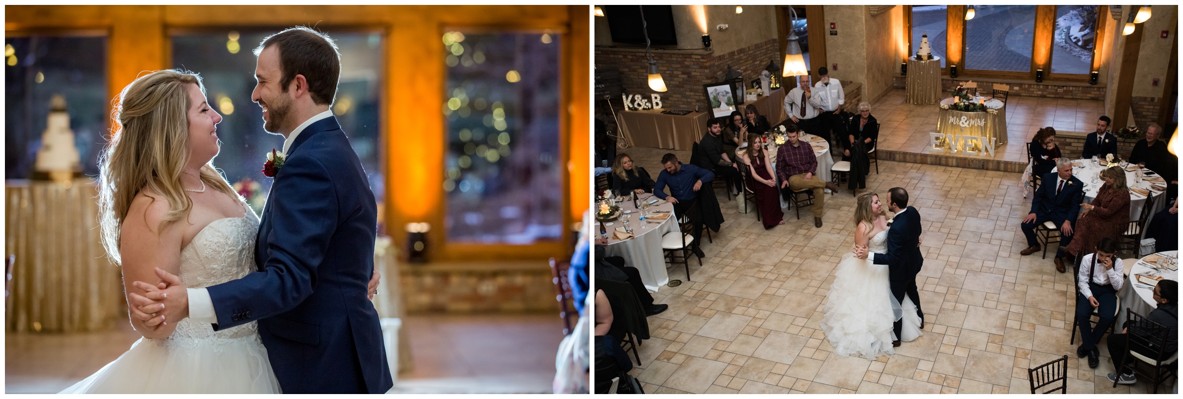 first dance at Estes Park Colorado winter wedding 