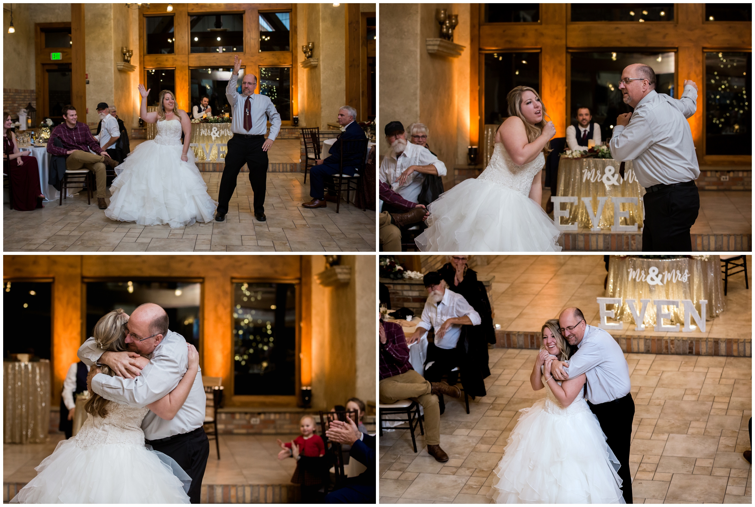 choreographed father-daughter dance at Estes Park wedding reception 