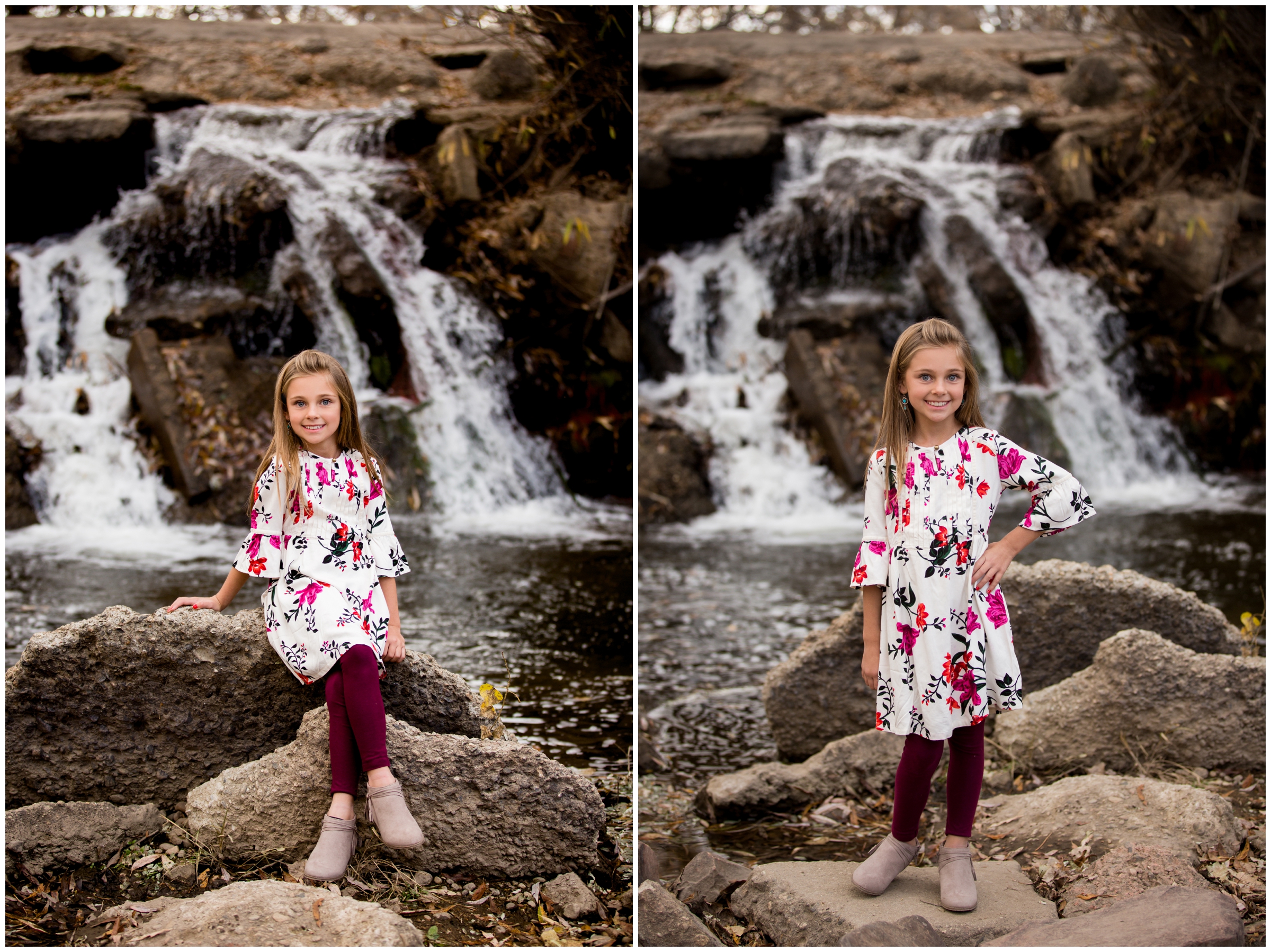 waterfall family photos at Golden Ponds Longmont Colorado