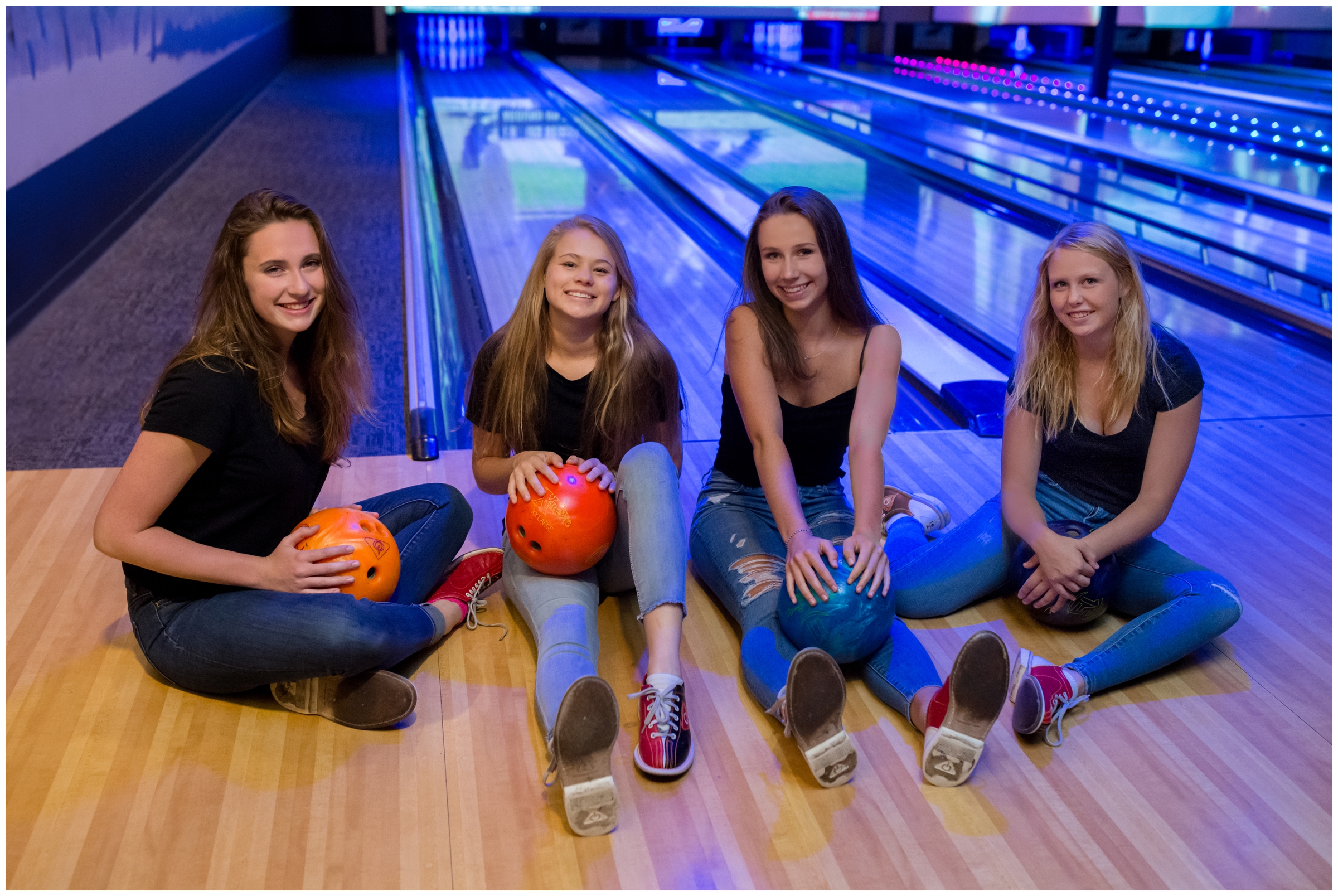 Longmont Colorado bowling senior photo session at Wild Game