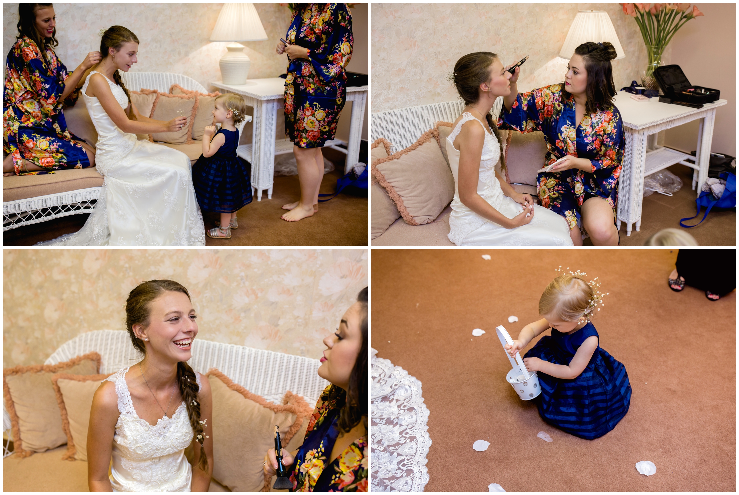 bride getting make-up done at Red Rocks Chapel 