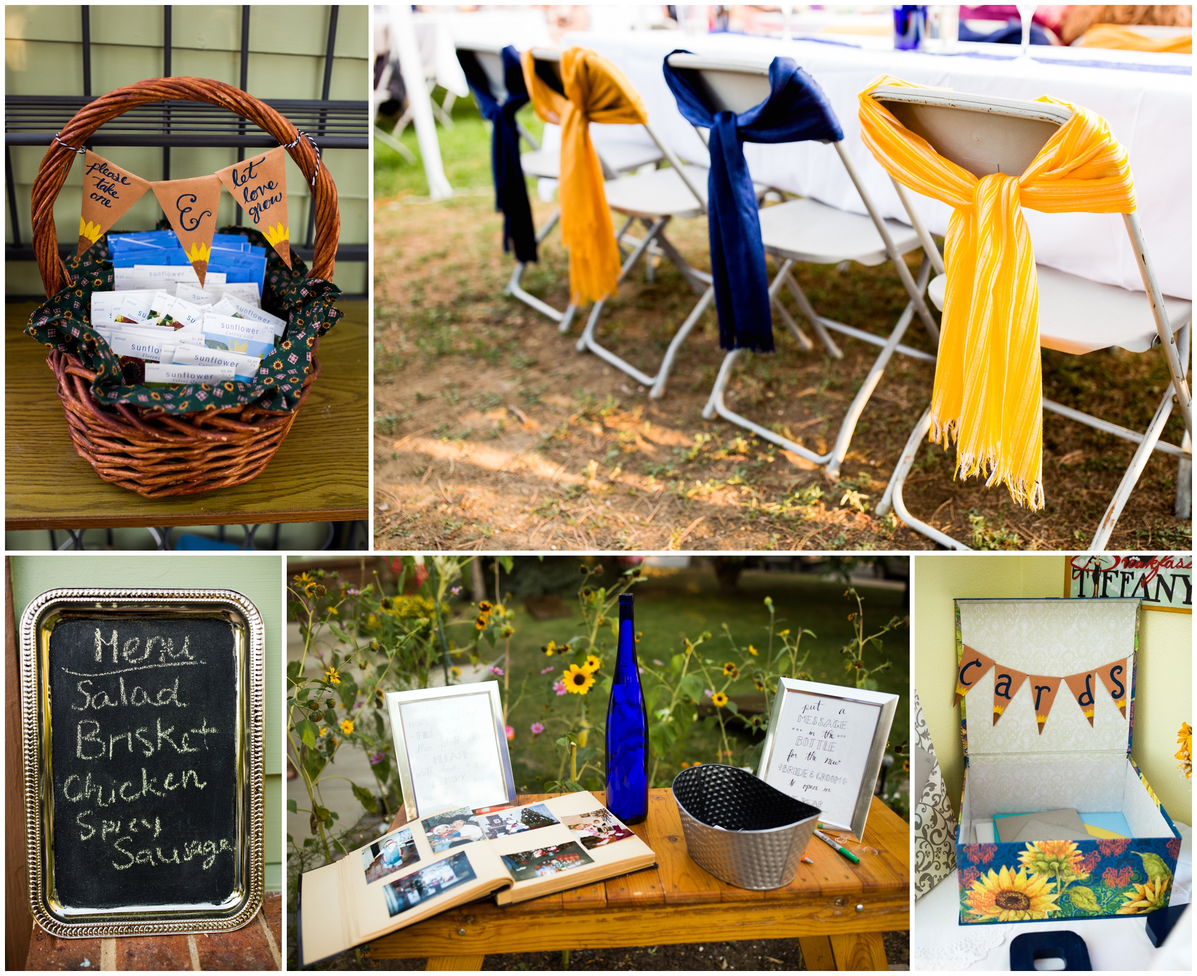 DIY reception details at Colorado backyard wedding 