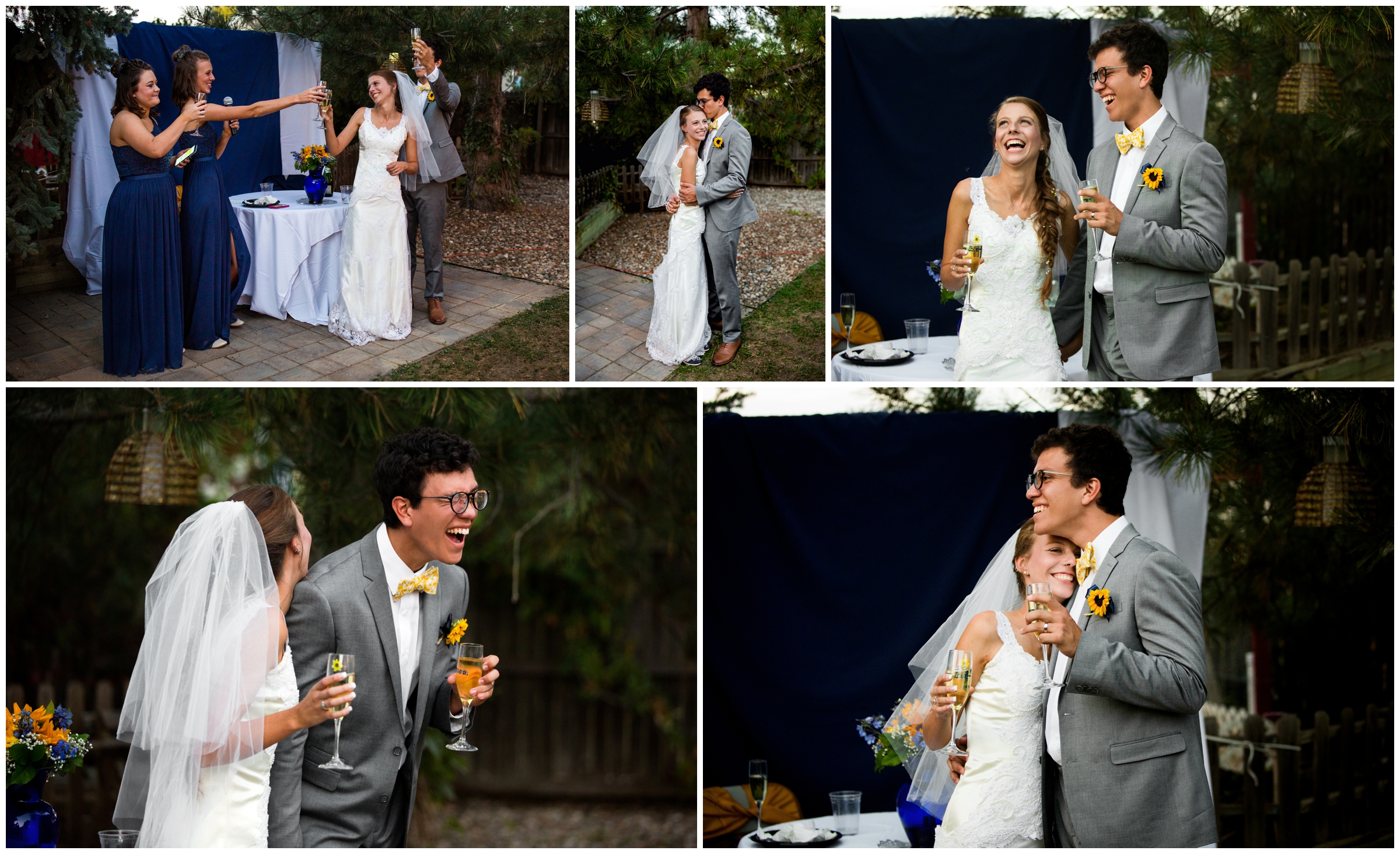 hilarious wedding toasts at Colorado backyard reception 