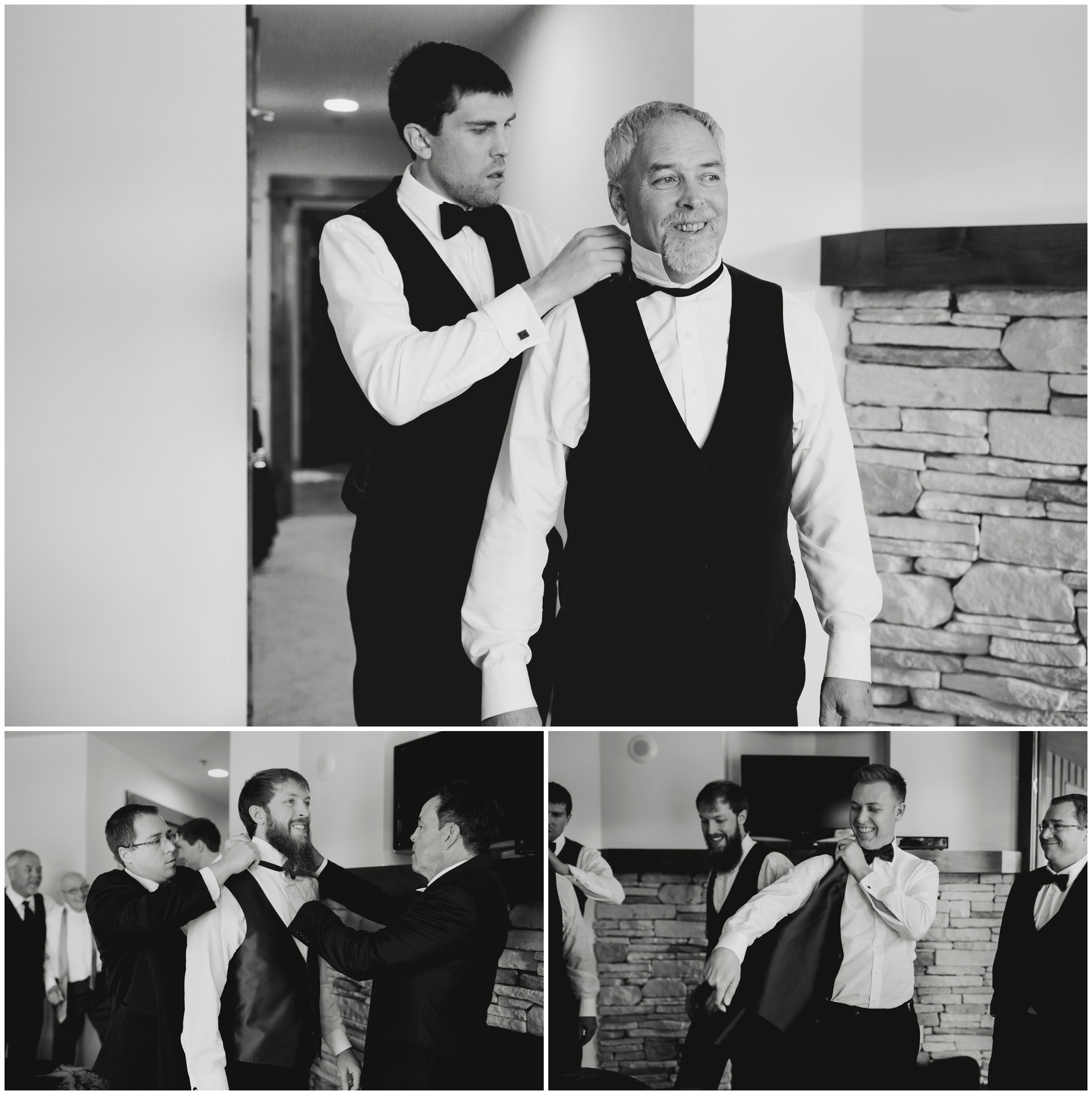 groom fixing dad's tie at CO wedding 