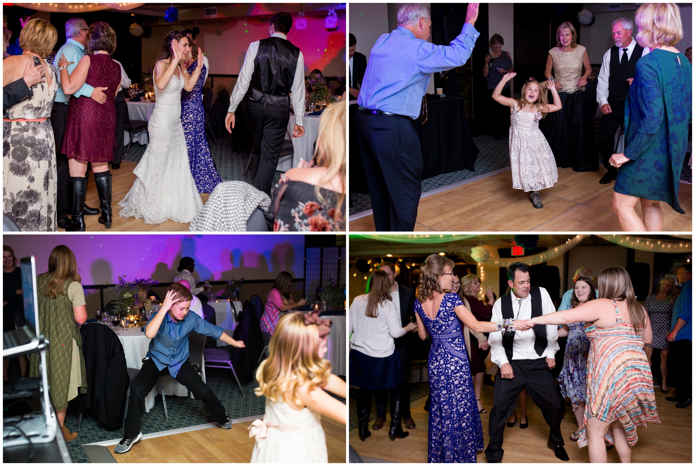 guests dancing at Breckenridge Colorado fall wedding reception 