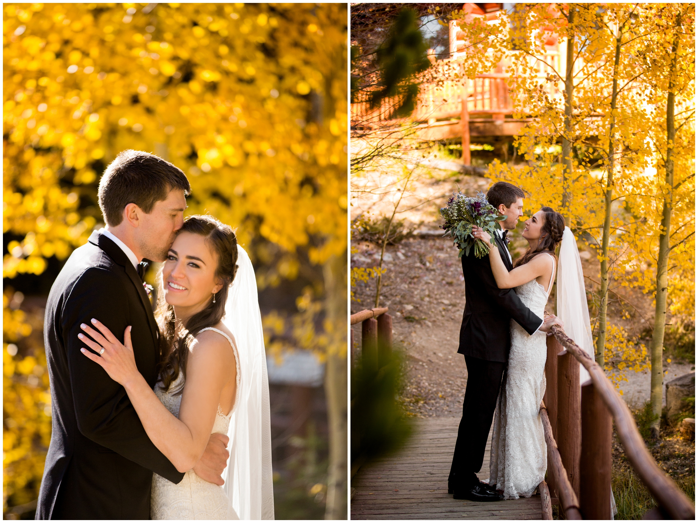 Breckenridge Colorado wedding photos with fall foliage in background 