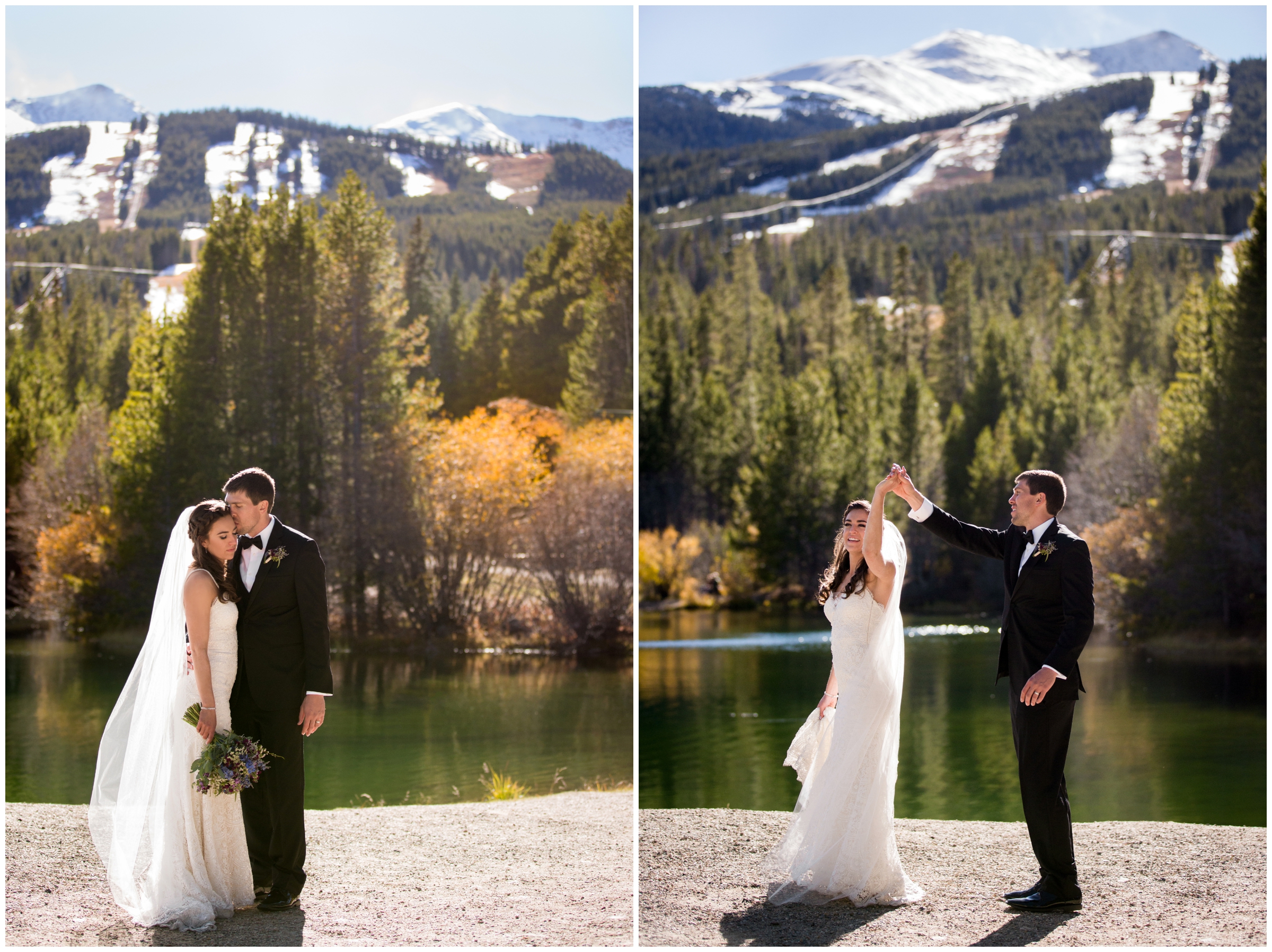 groom spinning bride at Sawmill reservoir Breckenridge Colorado wedding photography