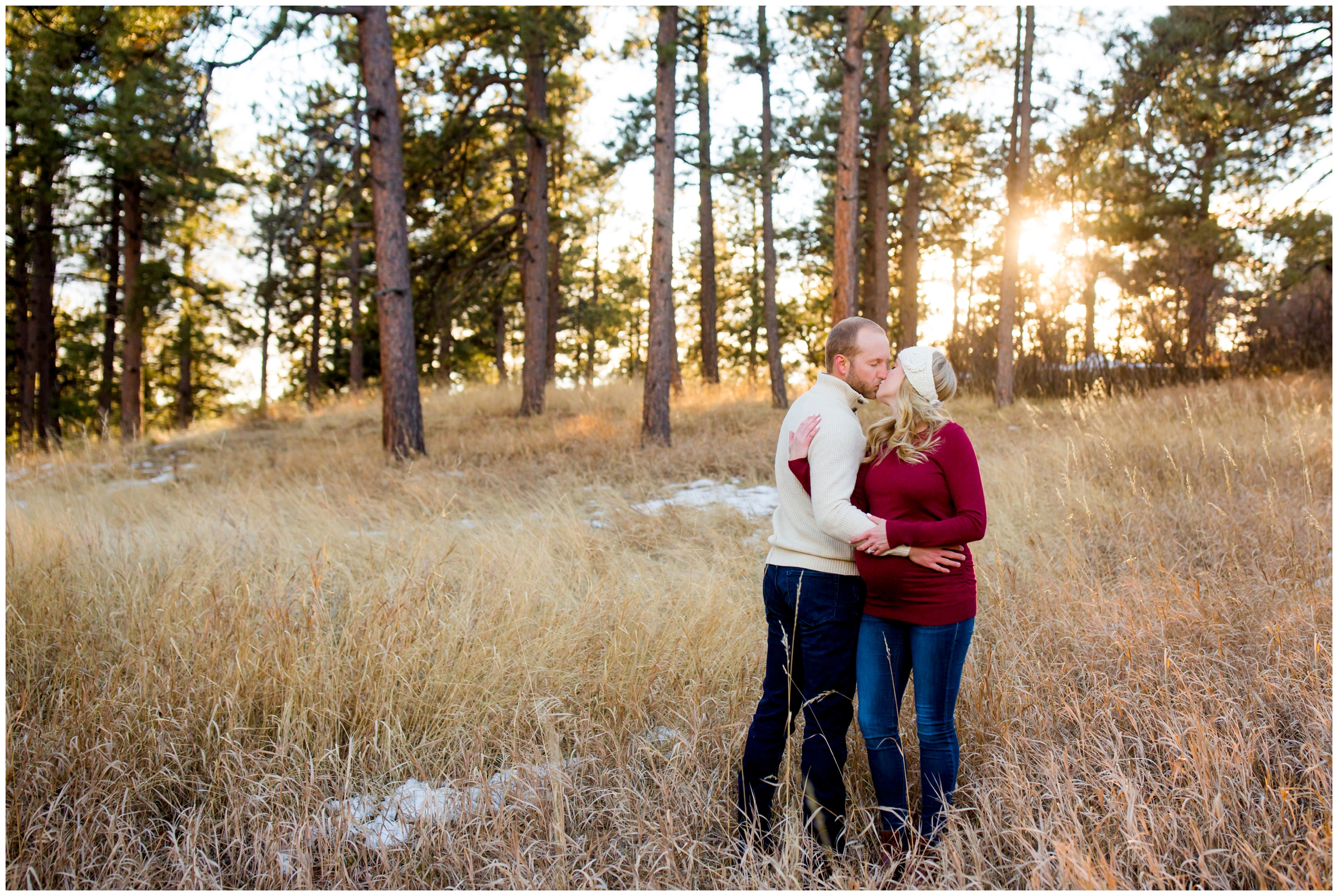 Golden Colorado maternity pictures at Lookout Mountain Nature Center 