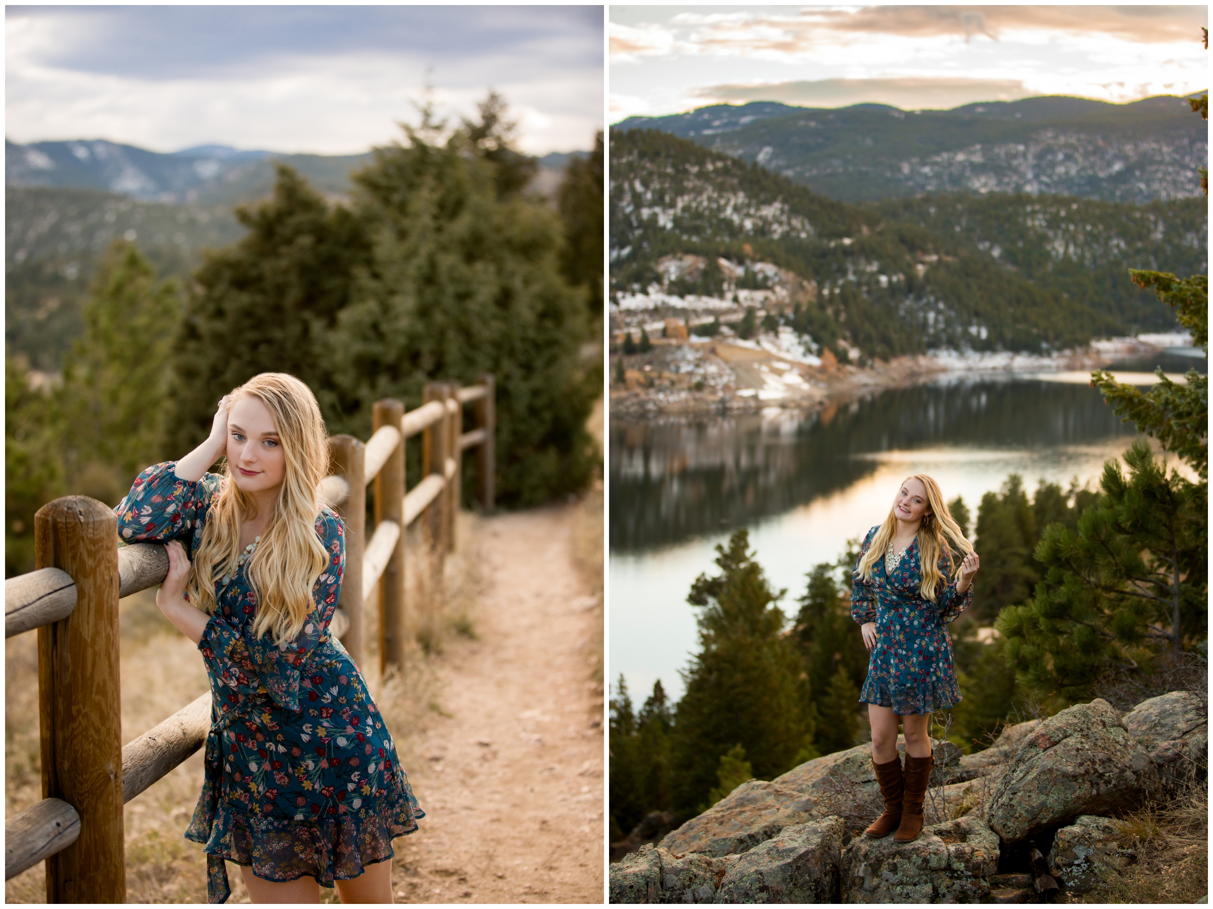 Berthoud High School Colorado senior photography inspiration at mountain lake 