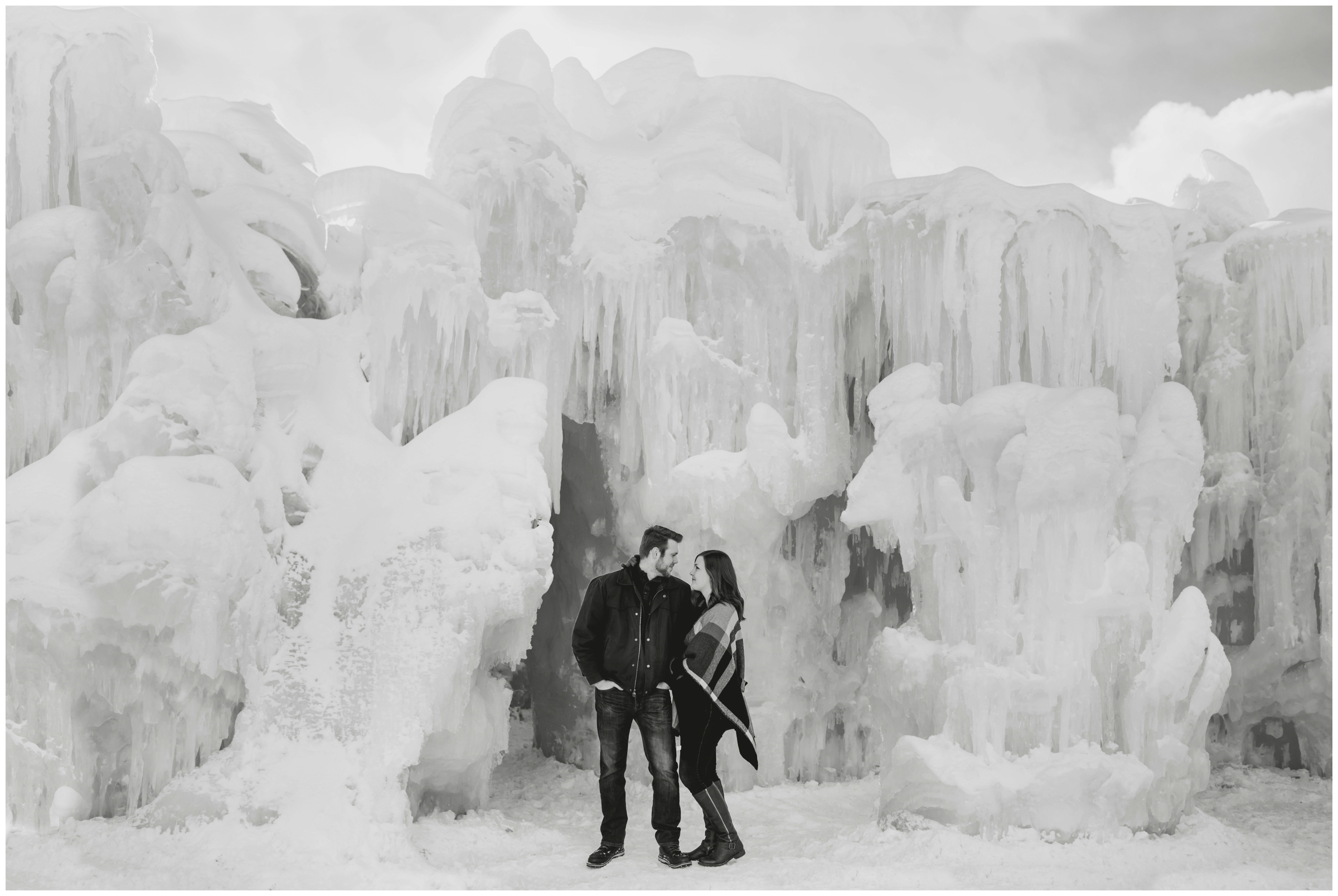 Breckenridge Colorado winter engagement photography session at Dillon Ice castles 
