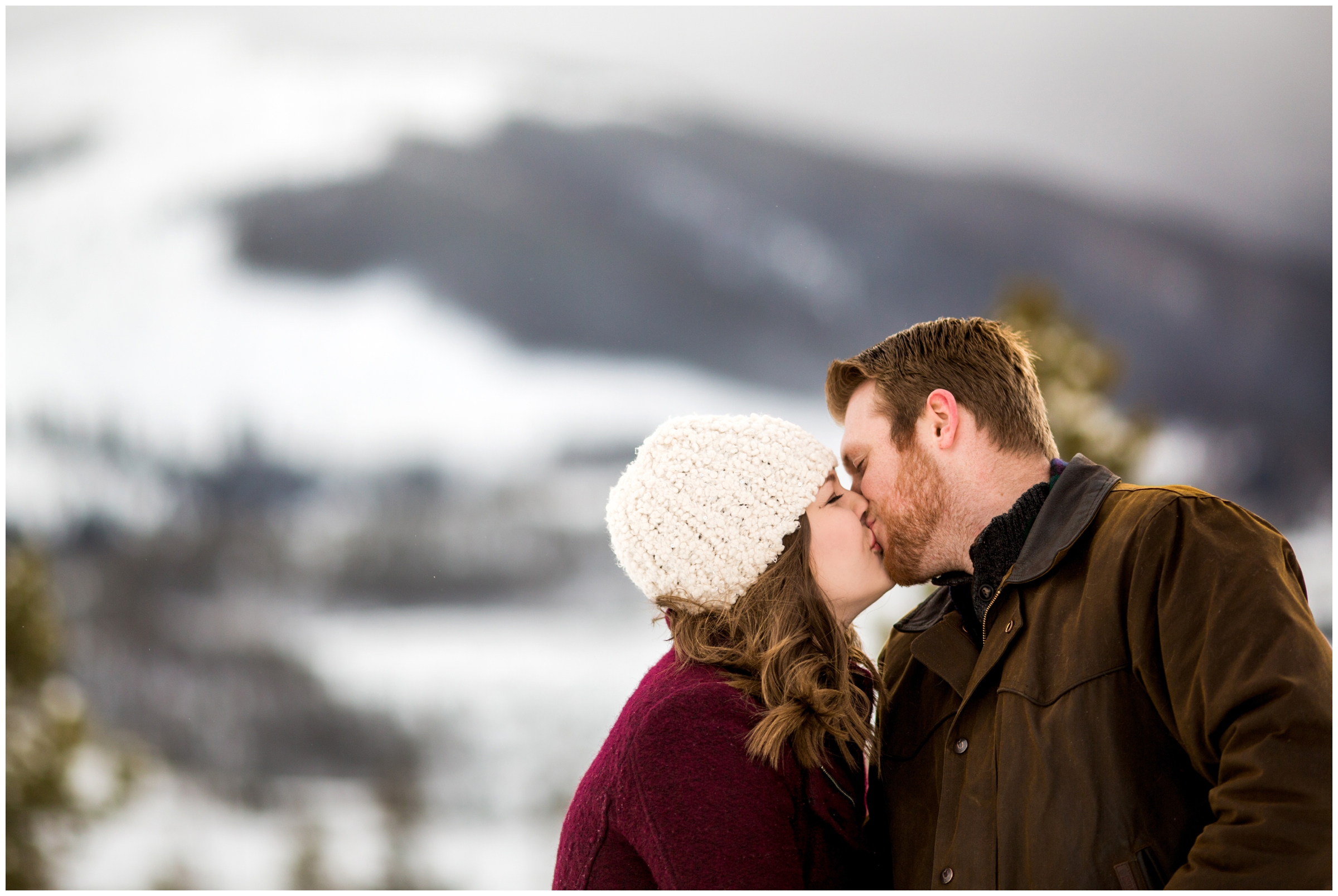 snowy Colorado winter engagement photography inspiration at Sapphire Point Dillon 