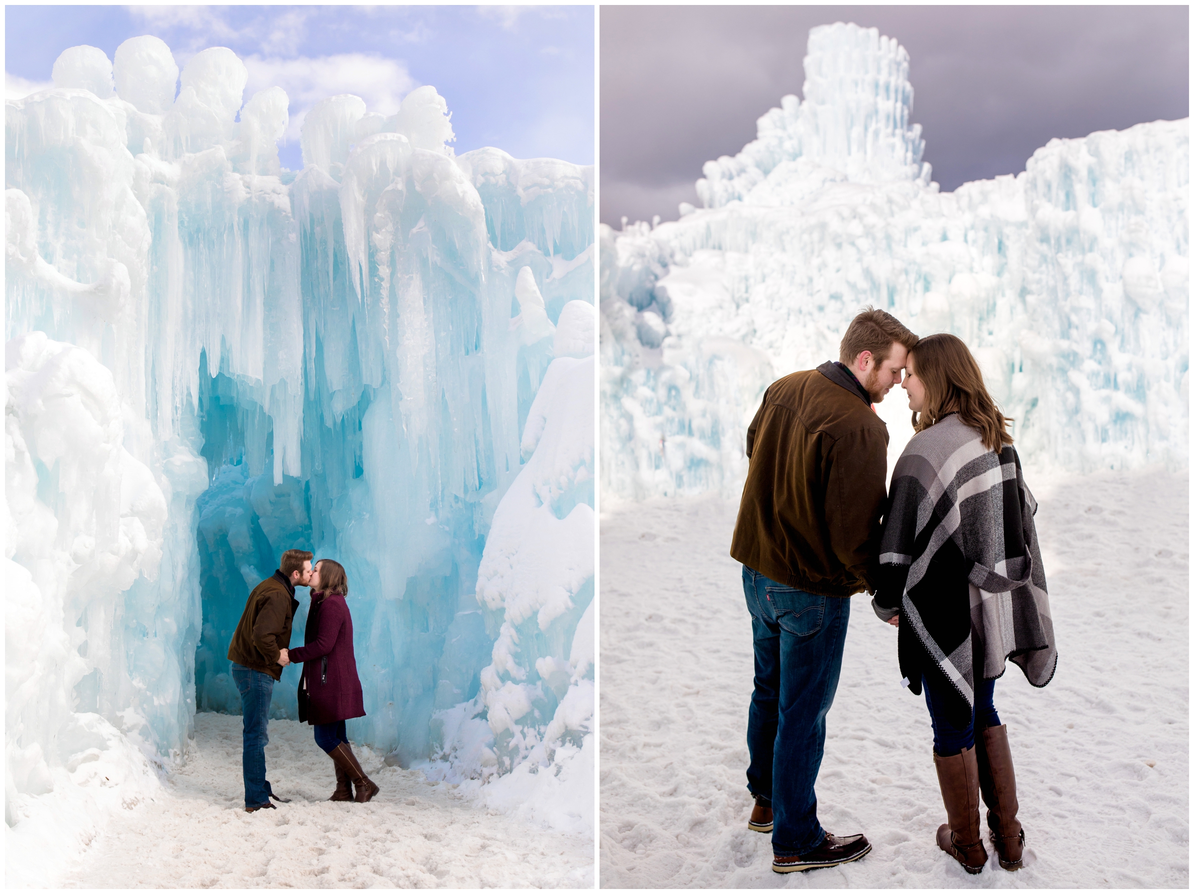 Colorado mountain winter engagement pictures at ice castles