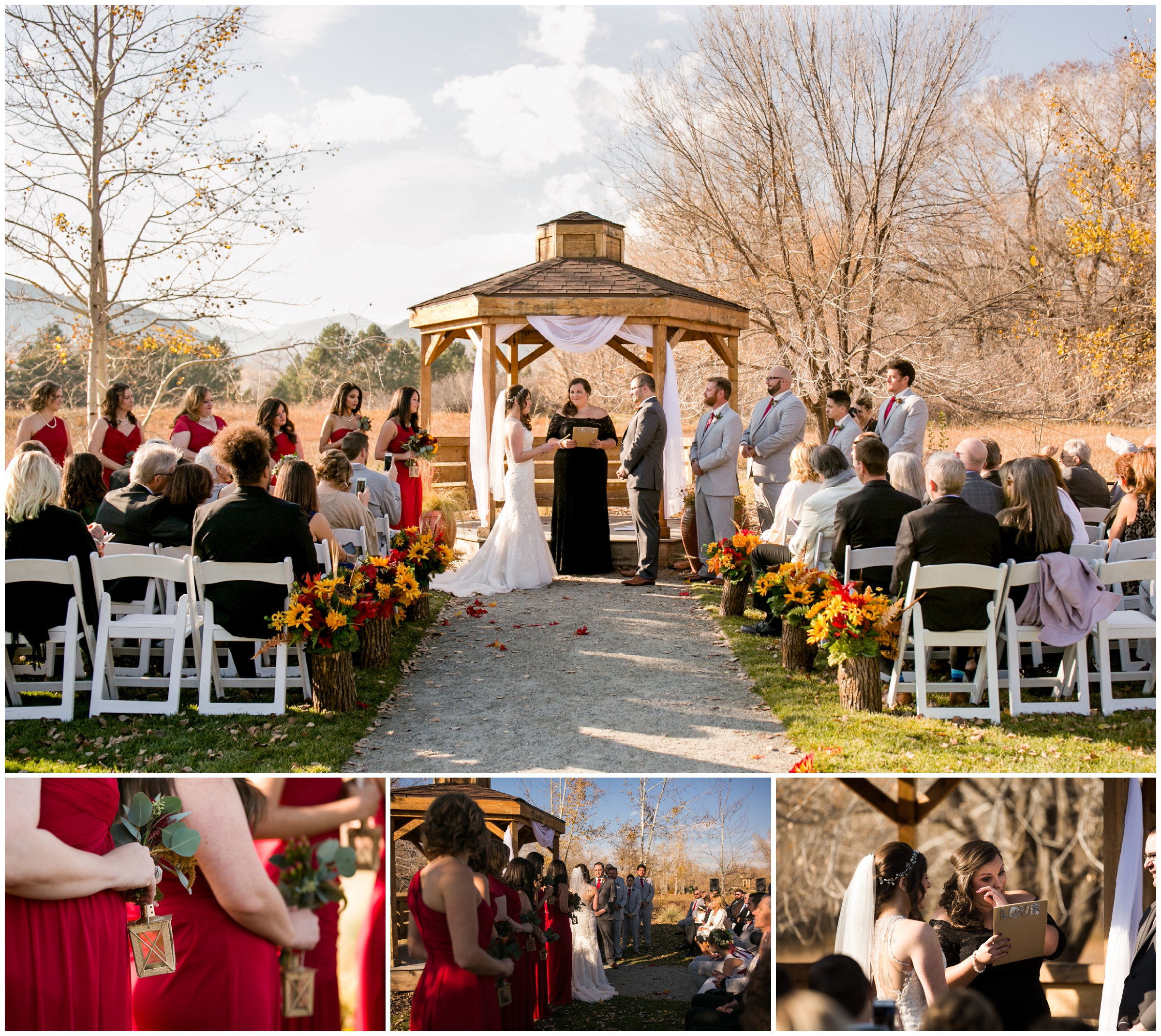 outdoor fall wedding ceremony in Littleton Colorado 