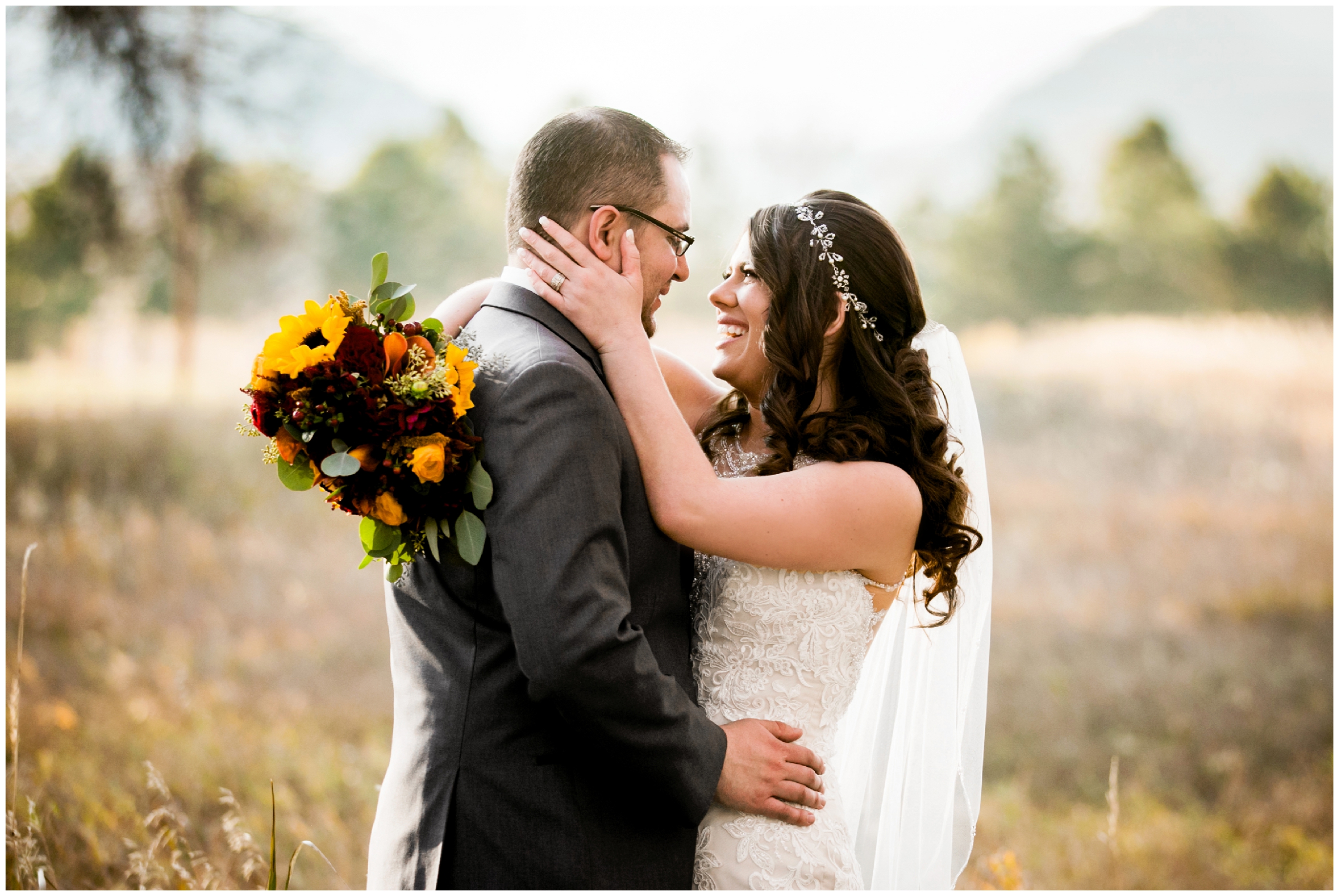 Littleton Colorado wedding pictures with mountains in background 