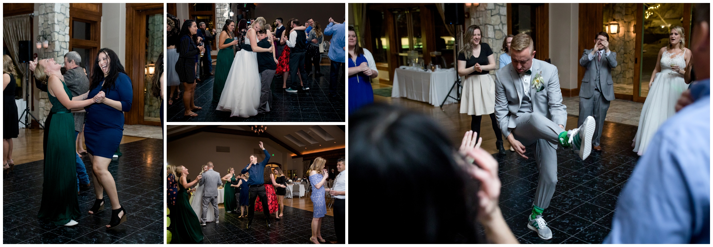 wedding guests dancing at Cielo Colorado reception 