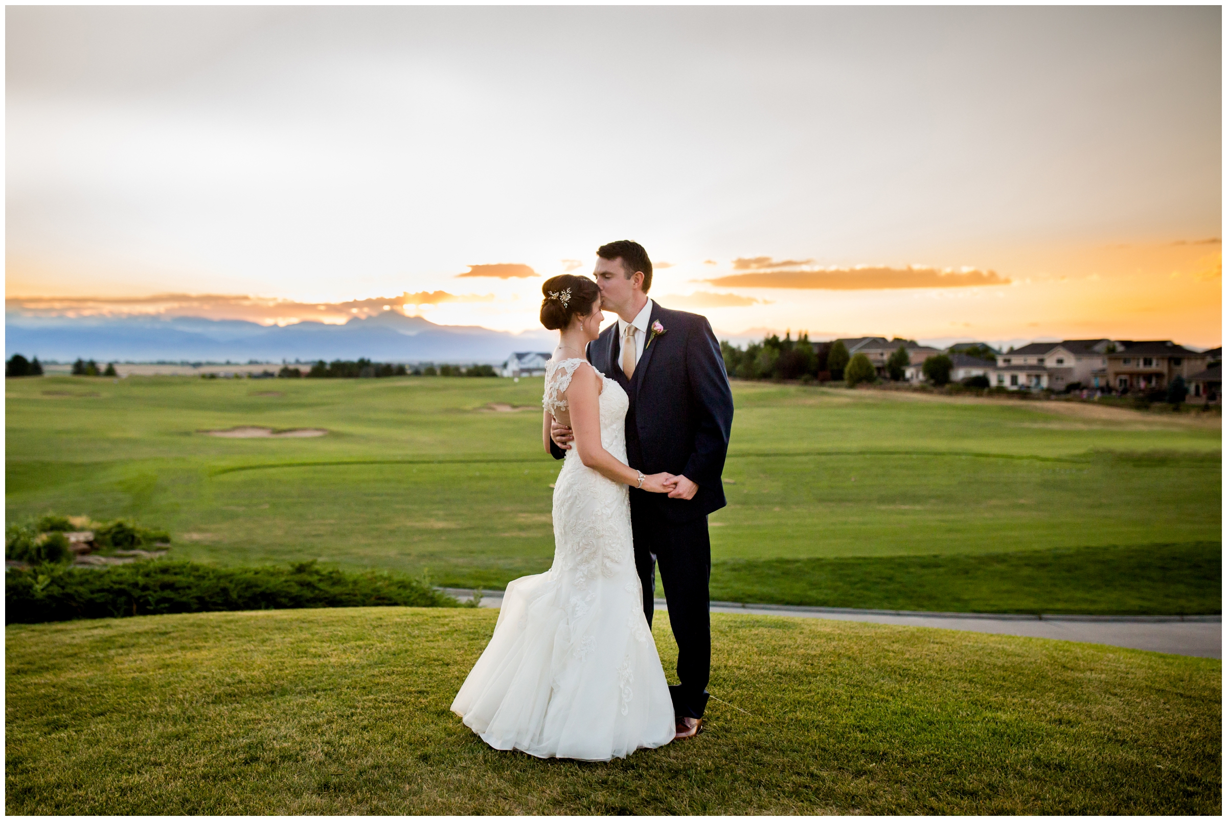 Boulder Colorado sunset wedding photography at Colorado National Golf Club