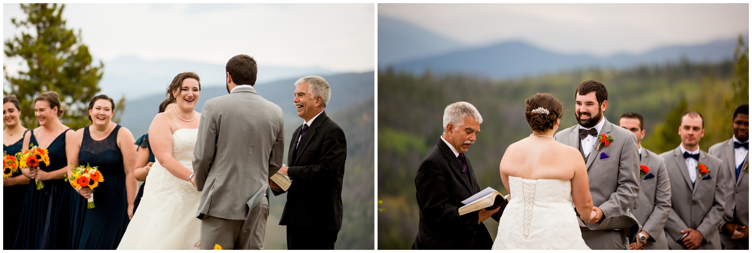couple saying vows during Granby outdoor wedding ceremony 