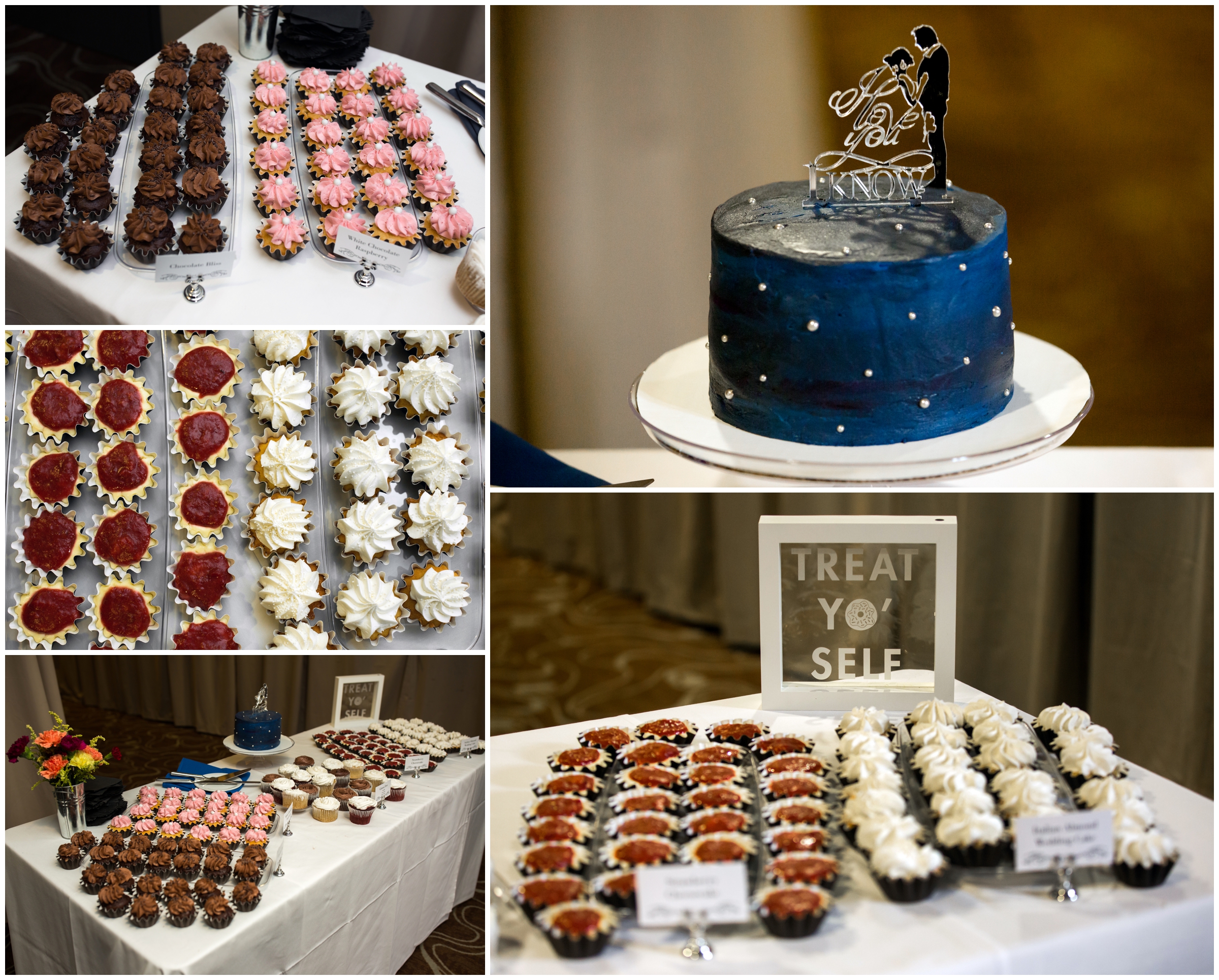 Granby Colorado wedding cake and cupcakes table 