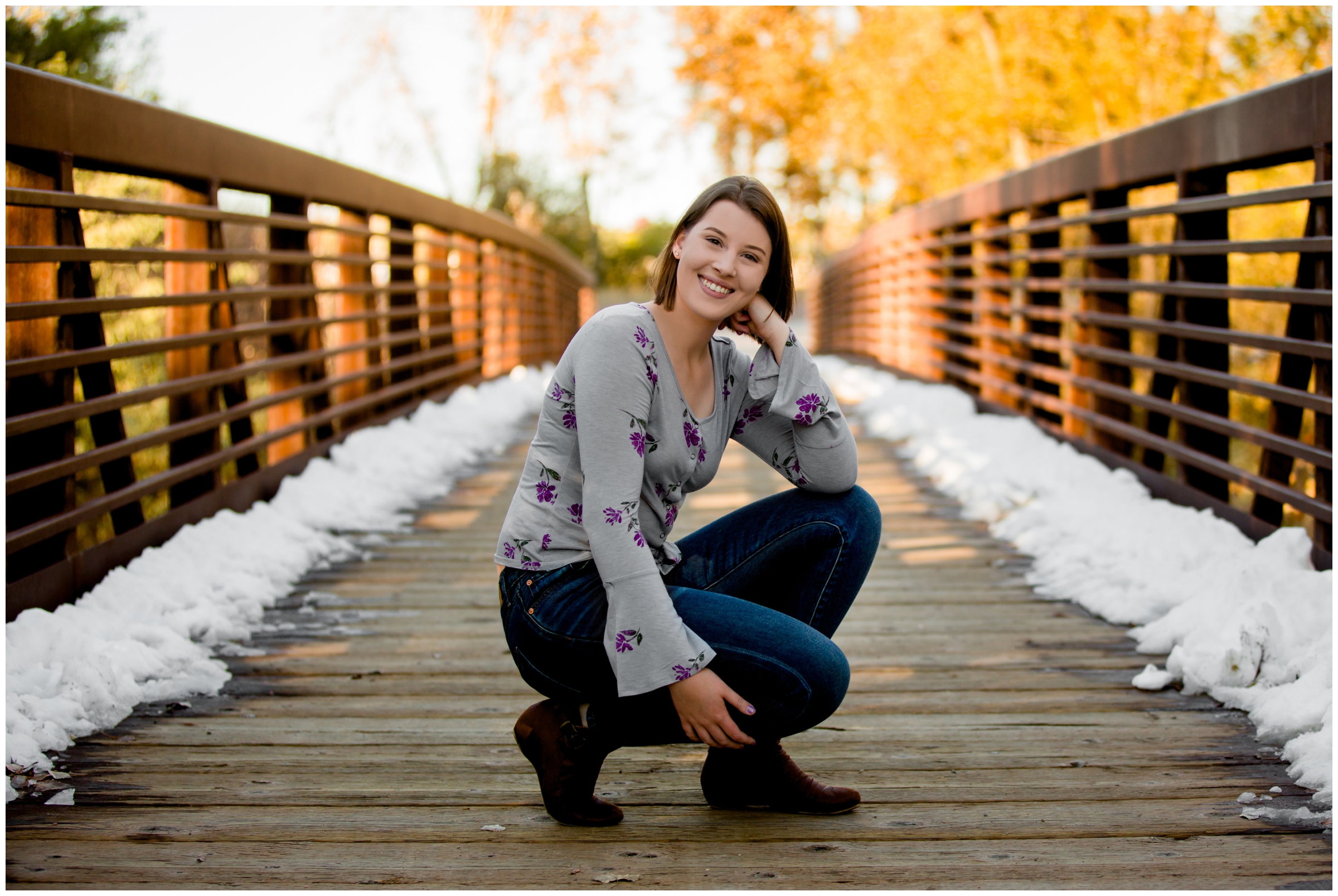 Mead senior photos in fall at Golden Ponds Nature Area by Longmont Colorado portrait photographer Plum Pretty Photography