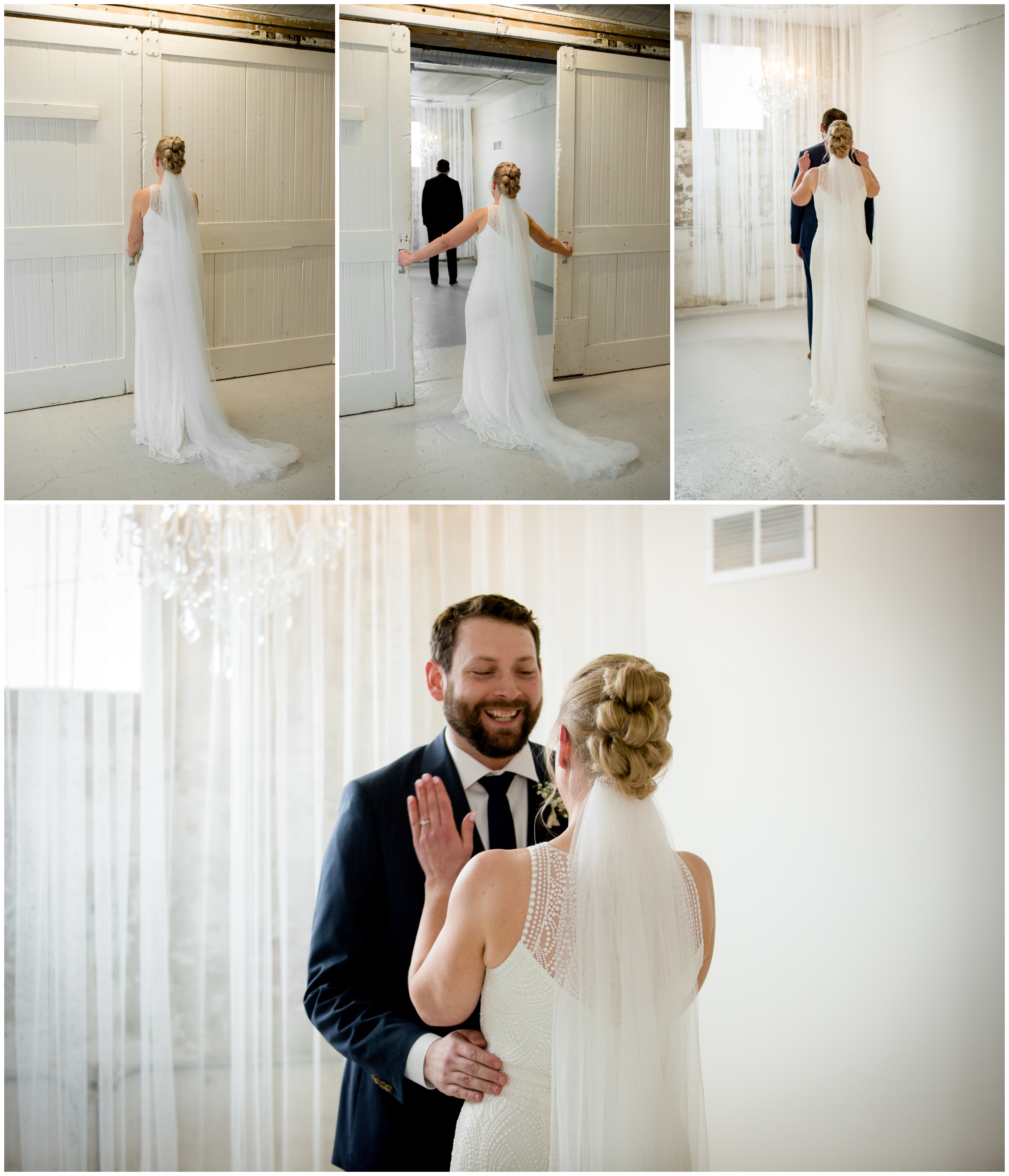 couple doing first look at the St. Vrain Longmont Colorado wedding 