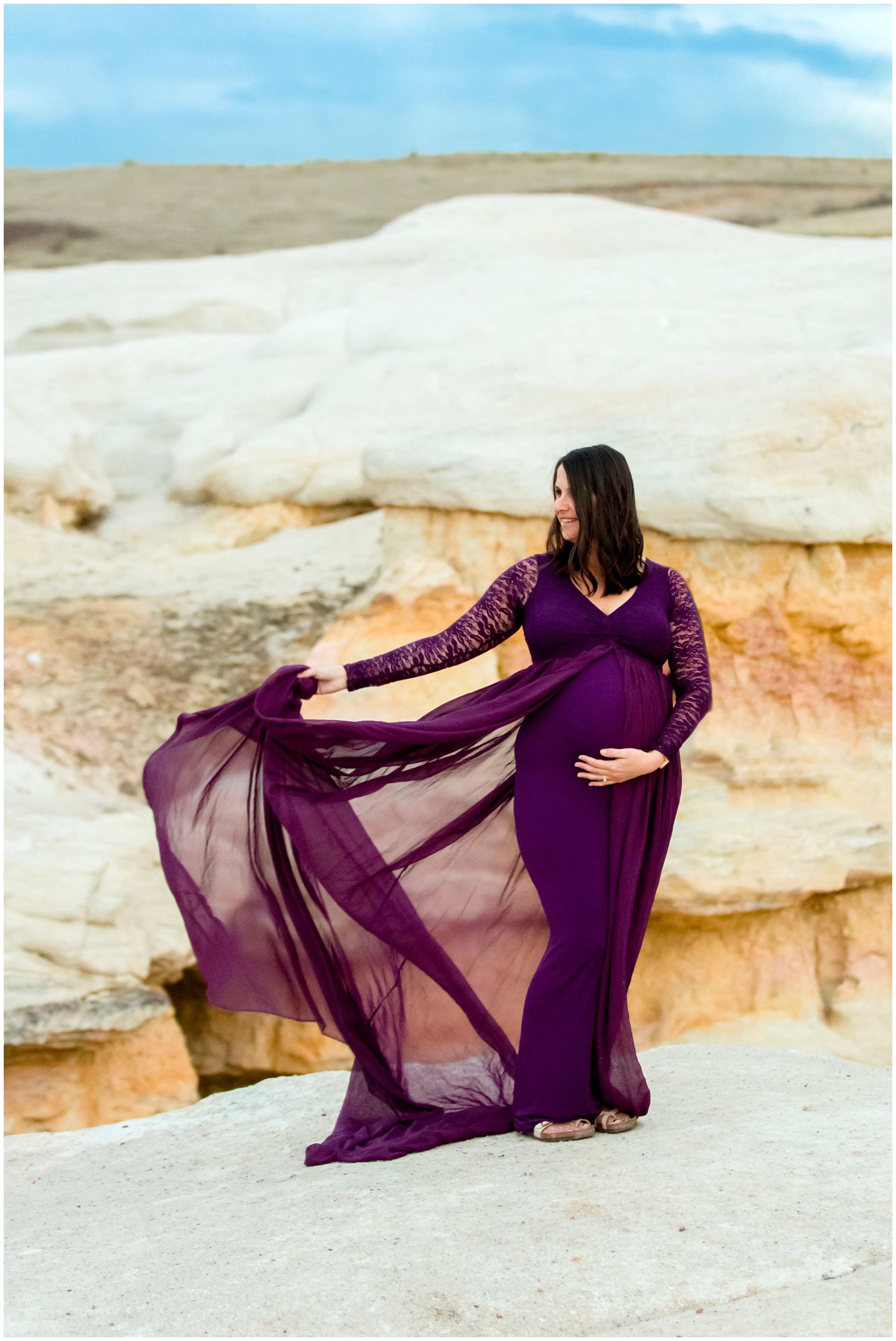 spring Colorado Springs maternity pictures at the Paint Mines in Calhan CO by portrait photographer Plum Pretty Photography