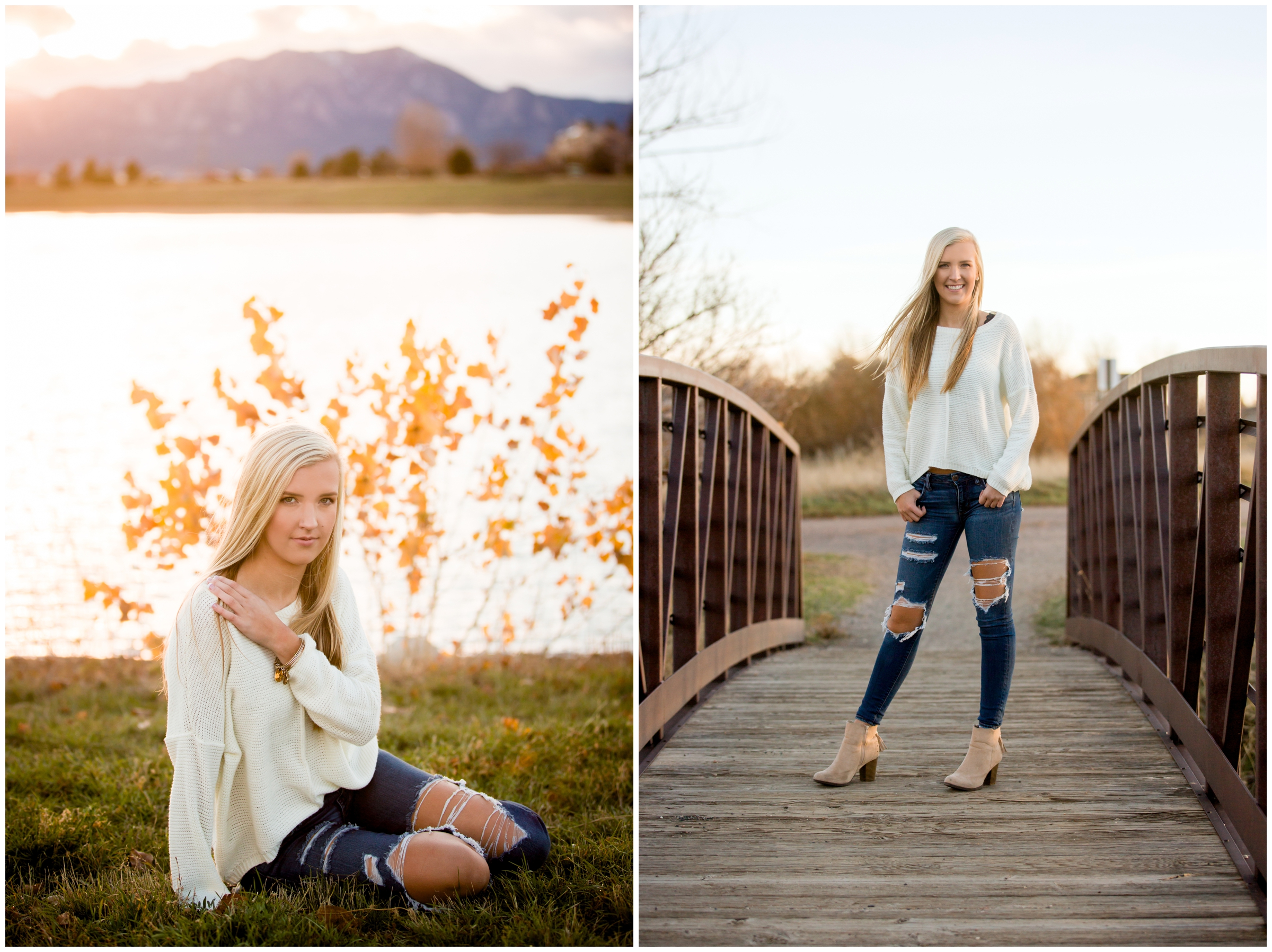 Erie Colorado sunset senior pictures at Harper Lake Louisville 