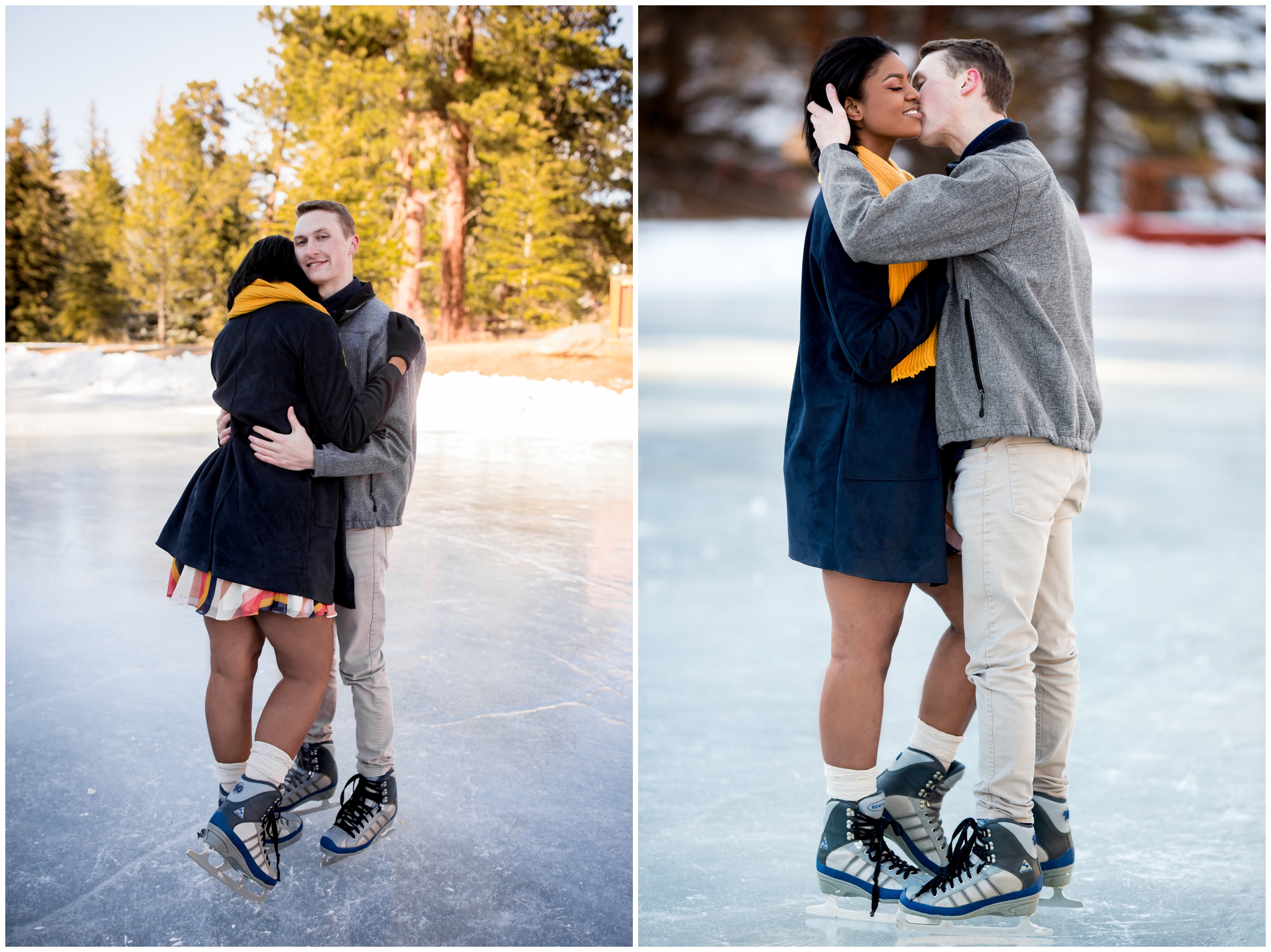 Colorado winter engagement photography inspiration at Dorsey Lake Estes Park 