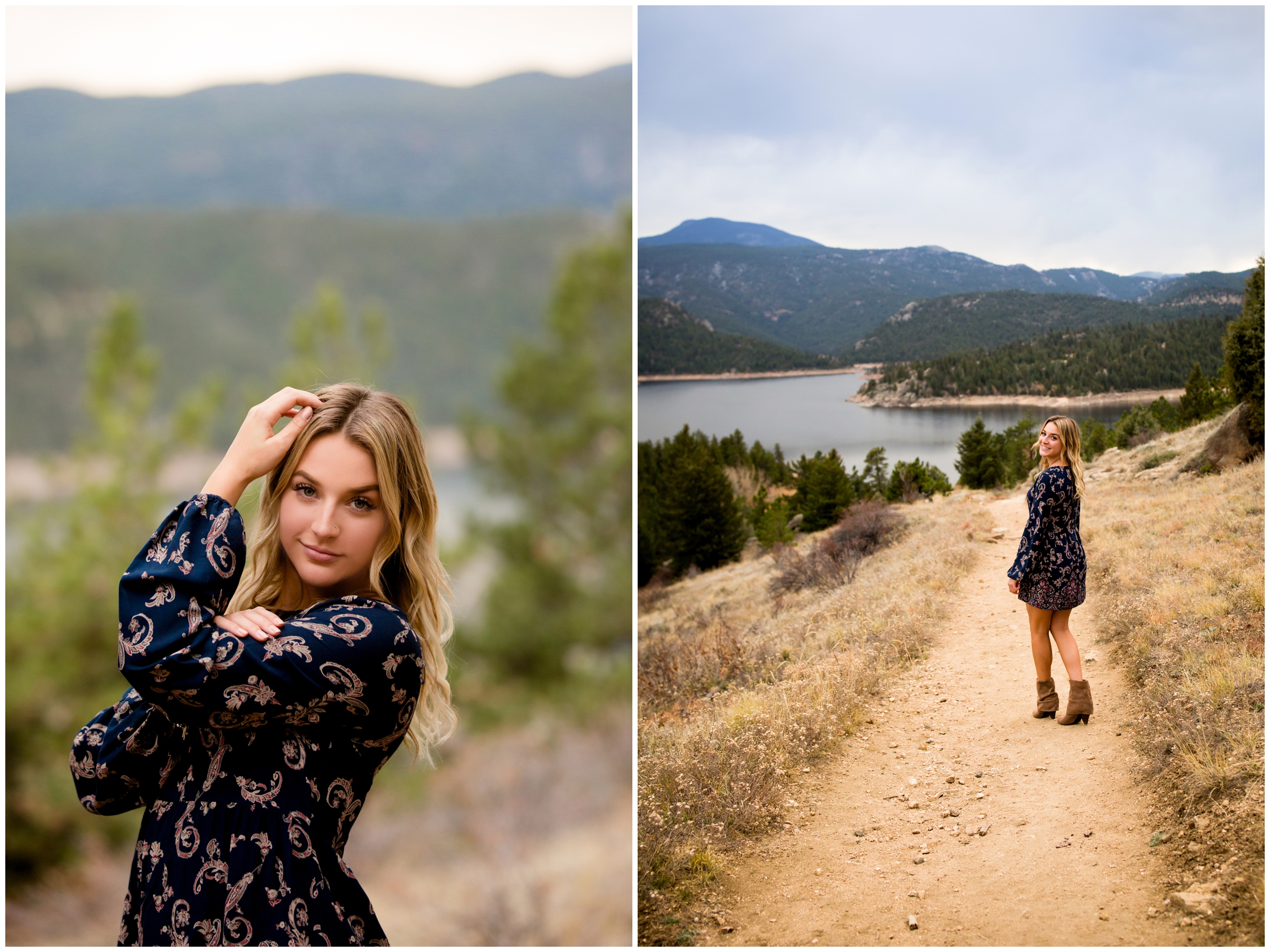 Frederick senior pictures in mountains at Gross Reservoir Nederland by Boulder County portrait photographer Plum Pretty Photography
