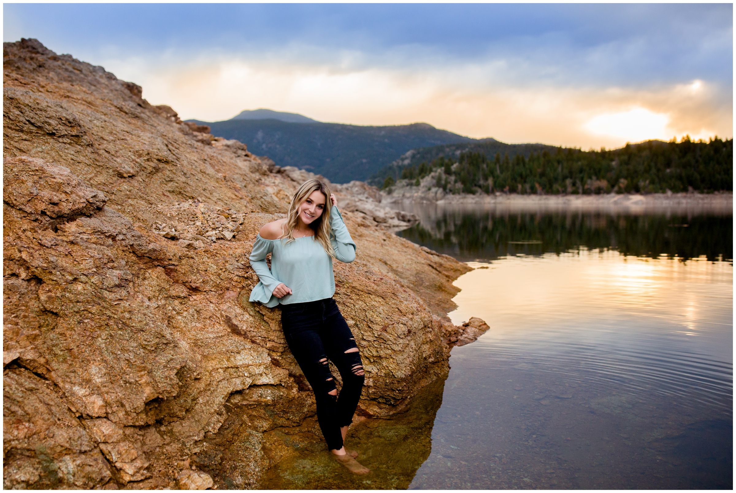 Frederick senior pictures at Gross Reservoir Nederland by Boulder County portrait photographer Plum Pretty Photography