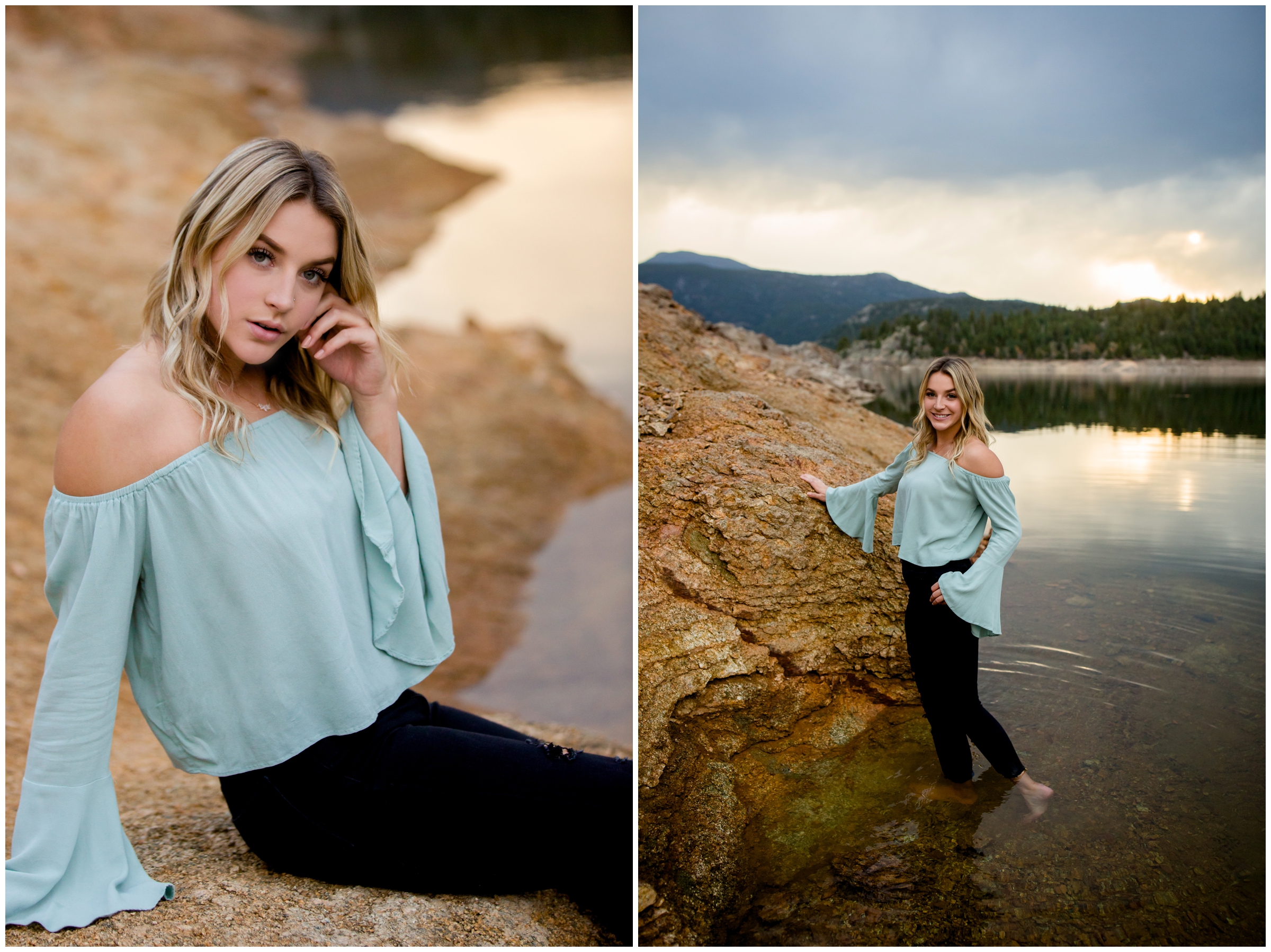 sunset senior photography inspiration at Gross Reservoir in Boulder Colorado 