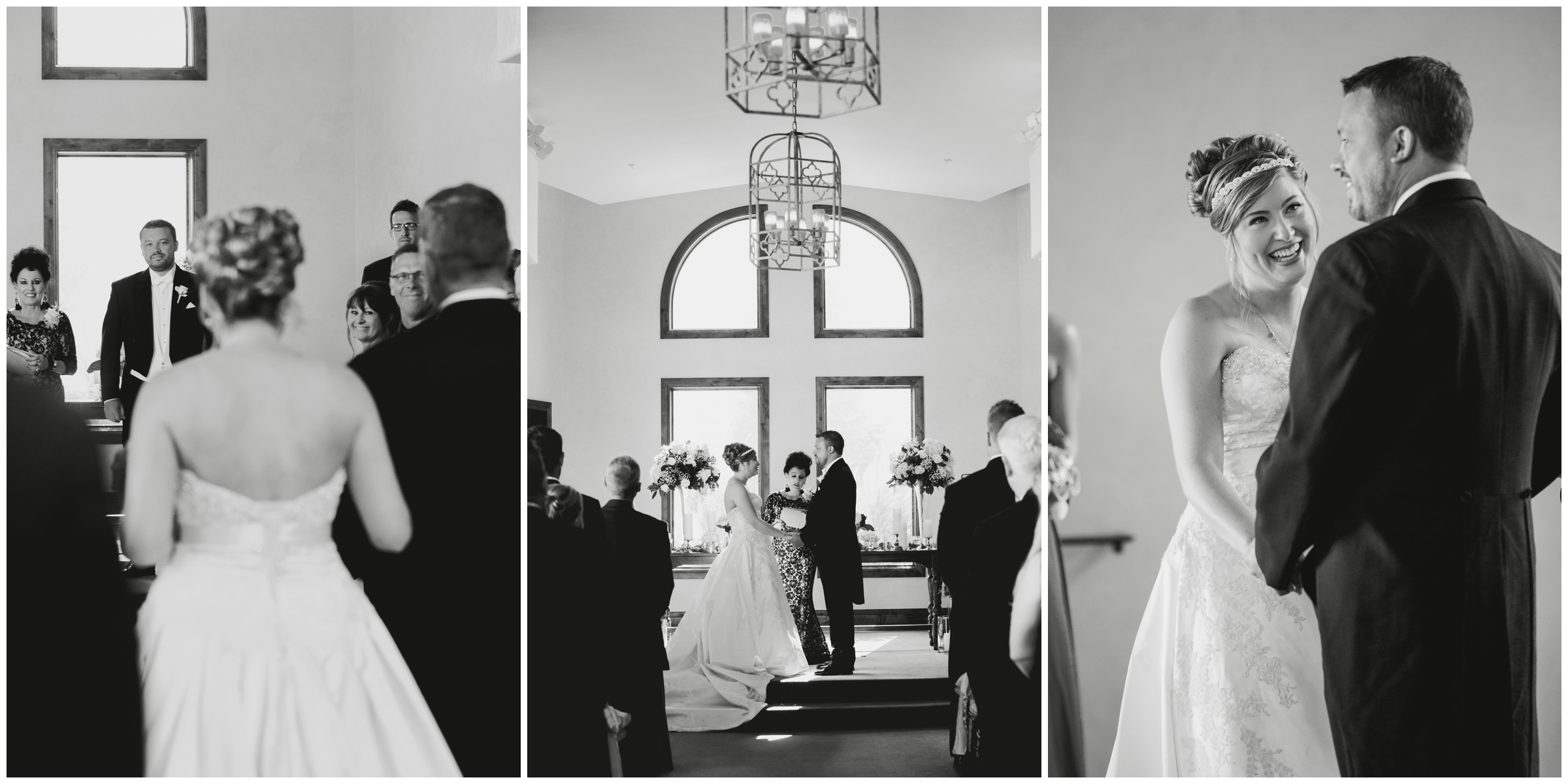 bride walking down the aisle during during the pinery at the hill colorado springs wedding ceremony 