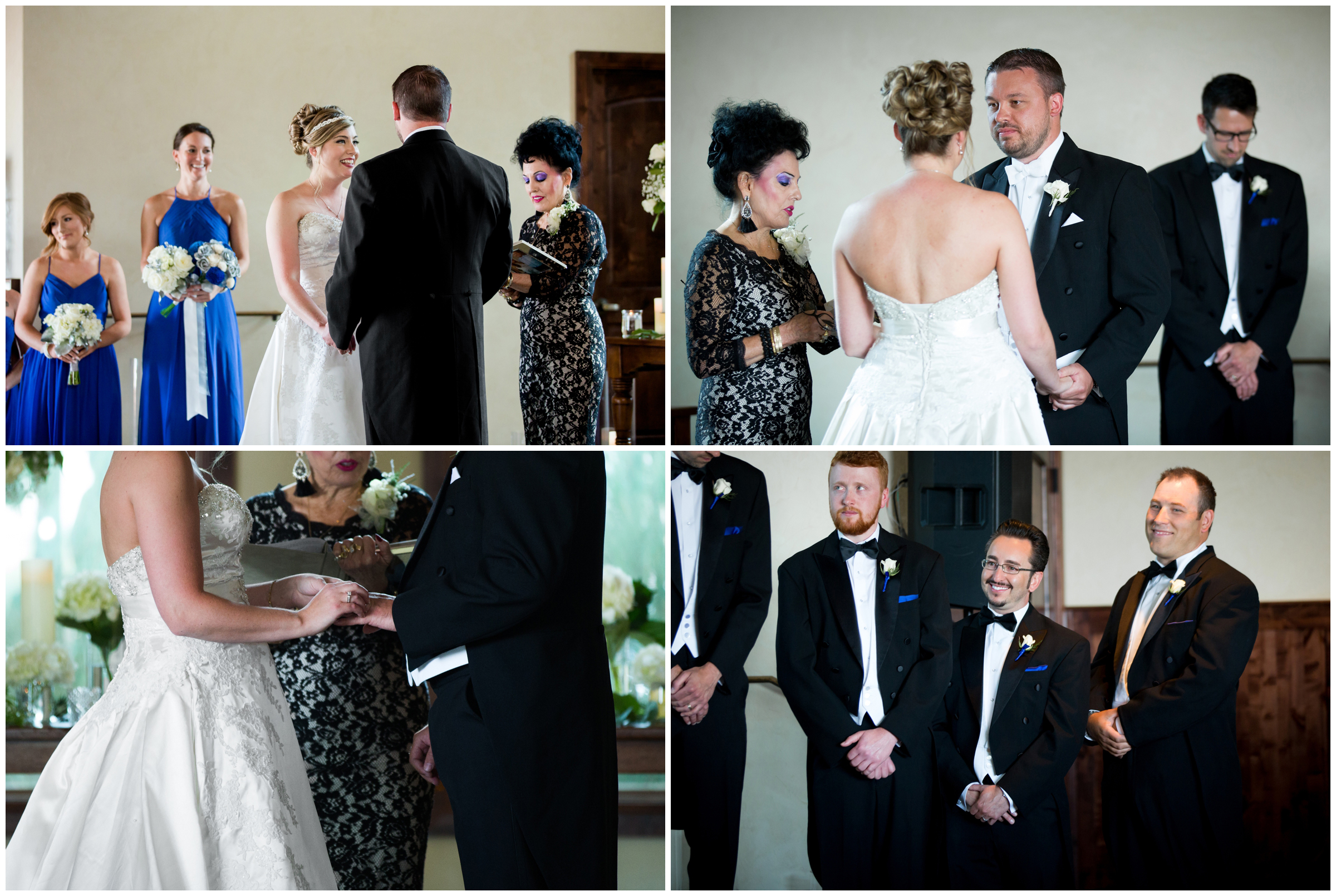 bride and groom saying vows during indoor Colorado Springs wedding ceremony 