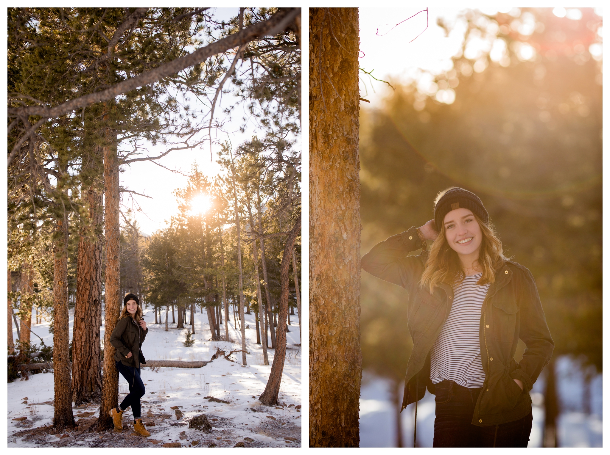 snowy Estes Park winter engagement portraits inspiration 