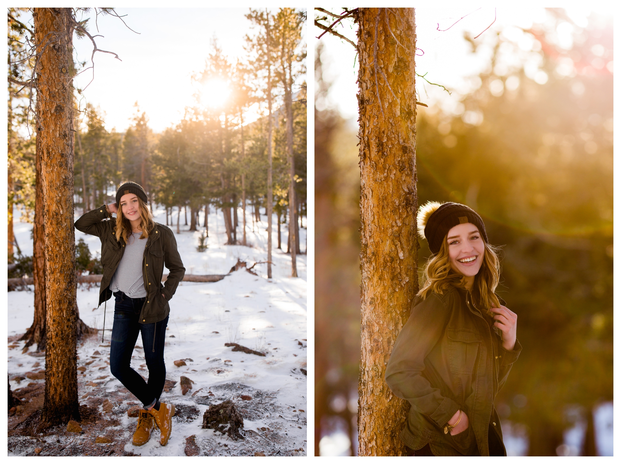 Colorado winter senior photos in Rocky Mountain National Park by Estes Park photographer Plum Pretty Photography