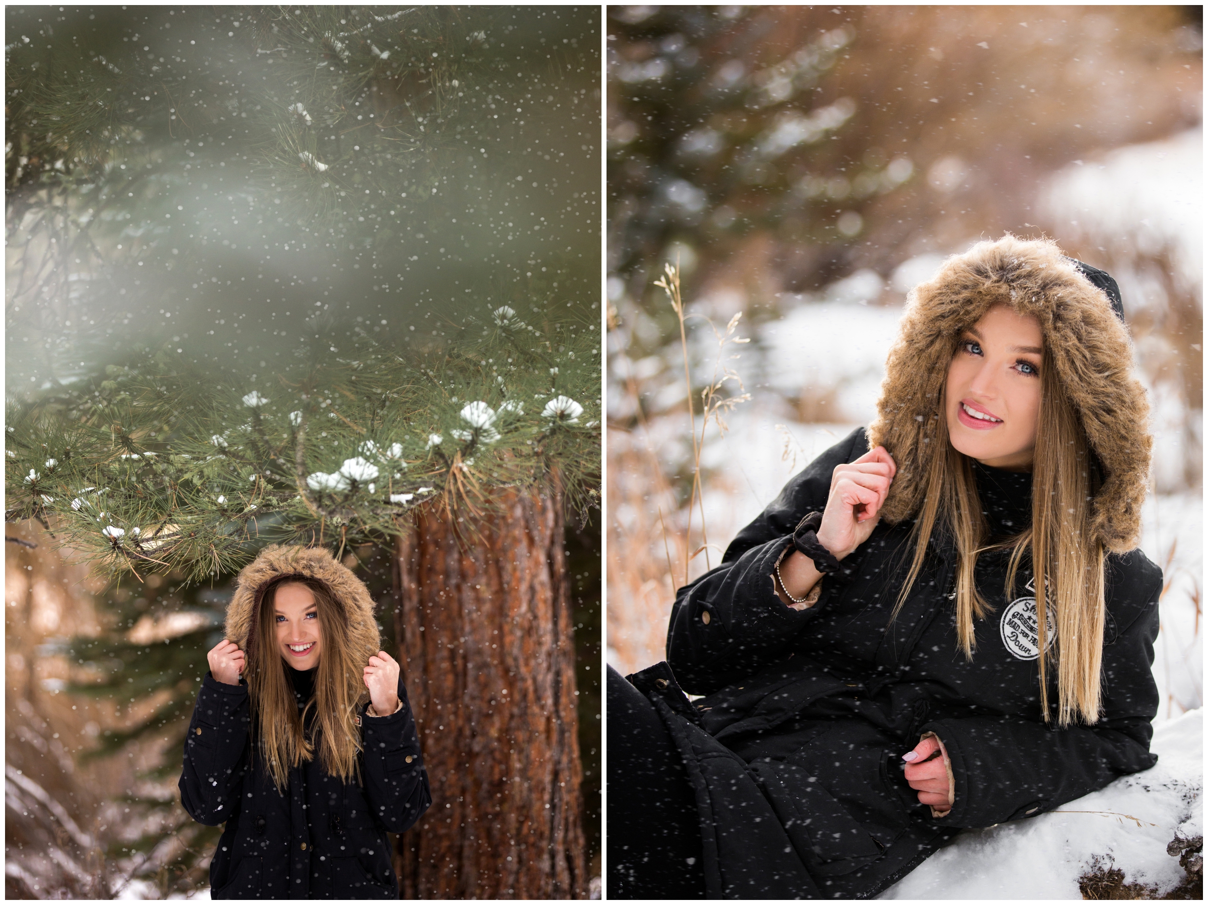 Colorado model posing in snow during winter senior pictures inspiration 