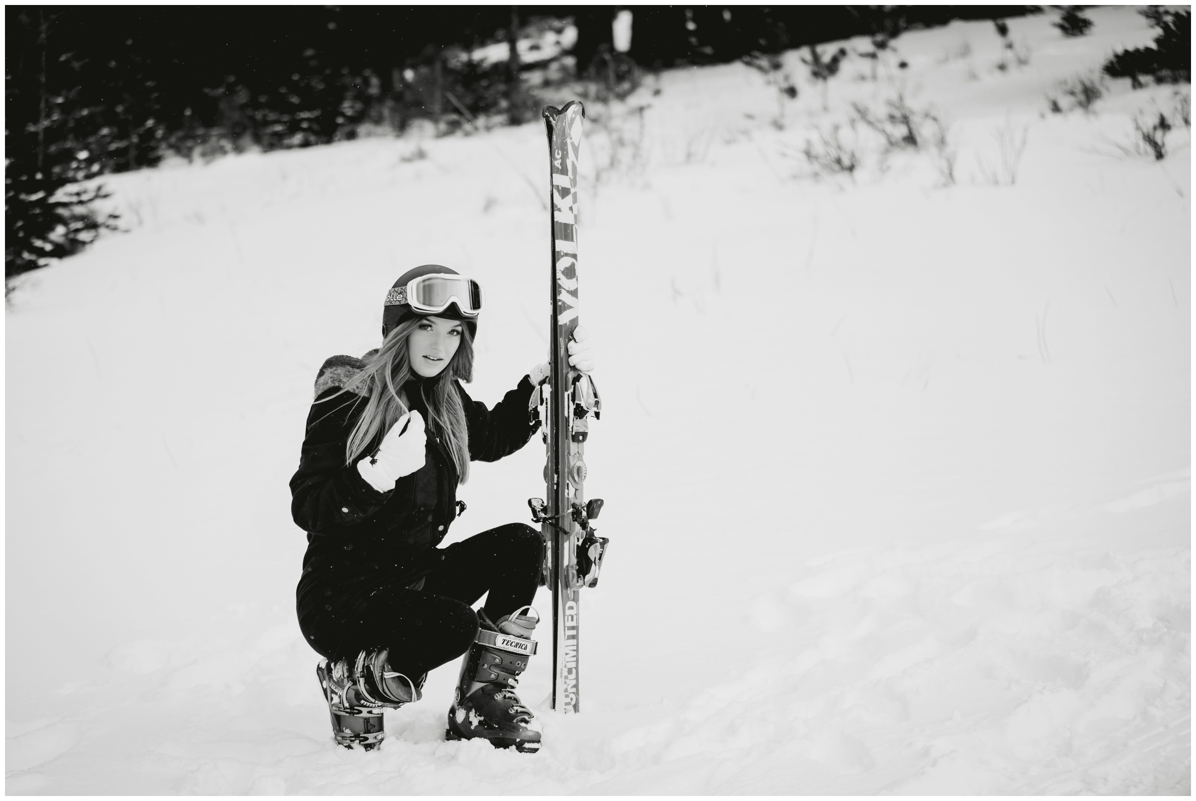 Skiing senior photography inspiration by Colorado photographer Plum Pretty Photography 