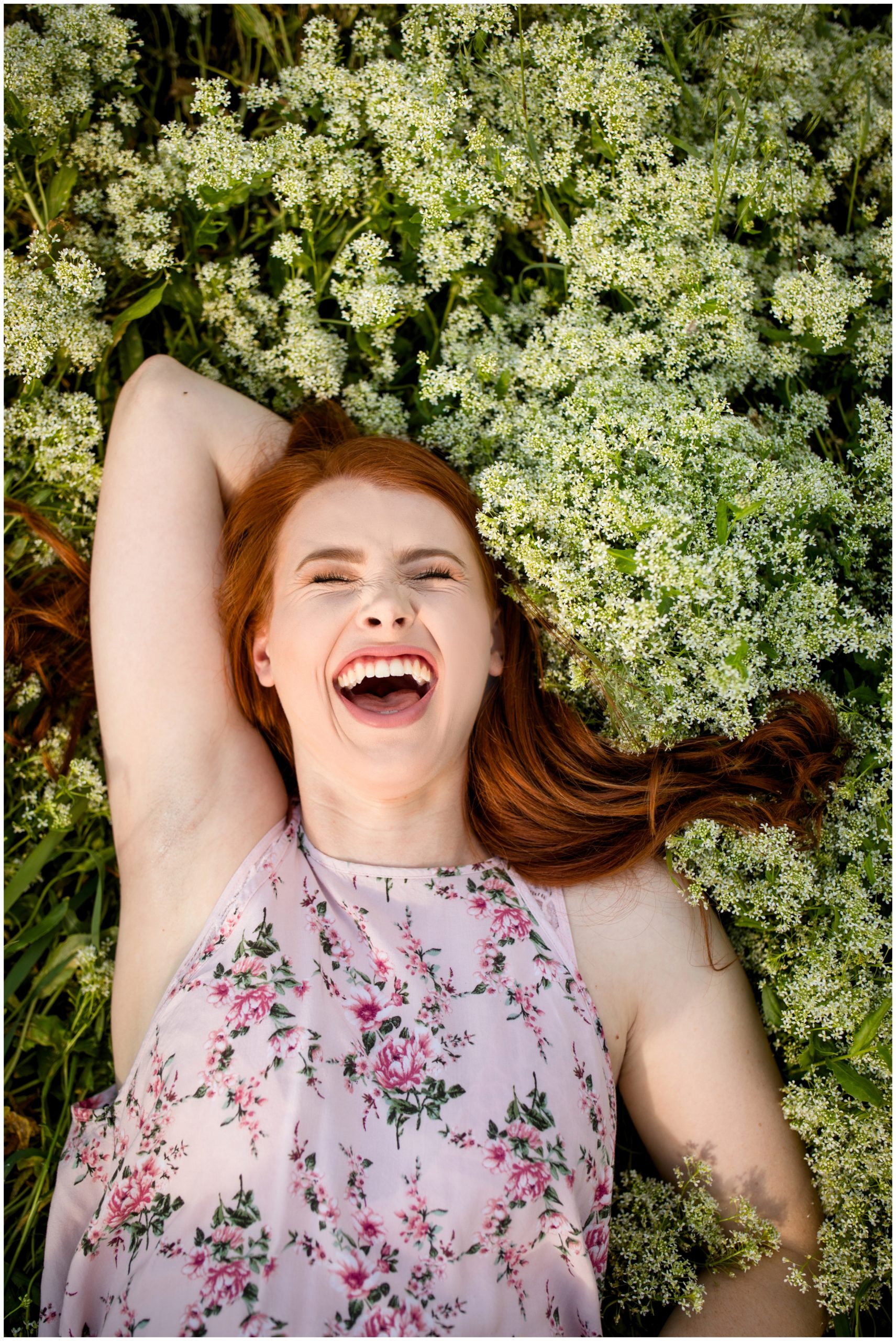 Erie senior photos in a field of flowers by Colorado portrait photographer Plum Pretty Photography