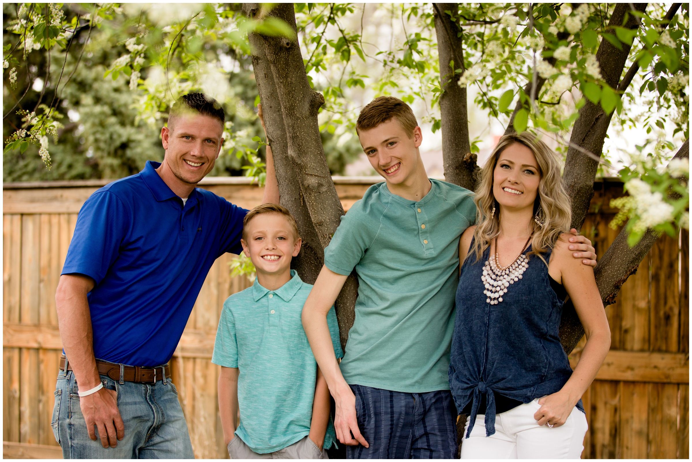 Longmont CO family portraits at Roosevelt Park with cherry blossoms by Colorado photographer Plum Pretty Photography