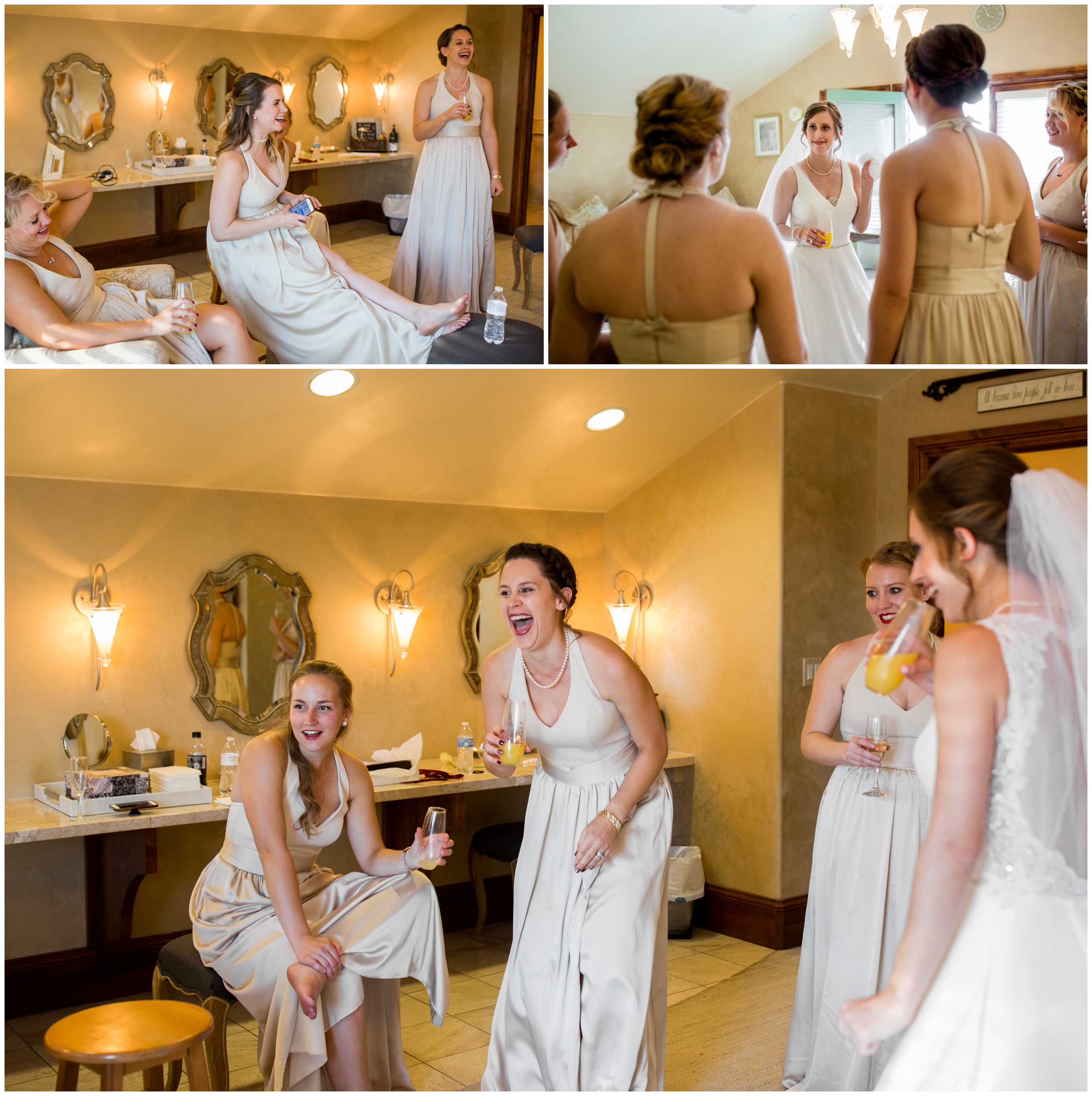 bridesmaids getting ready in bridal suite at Cielo Colorado wedding