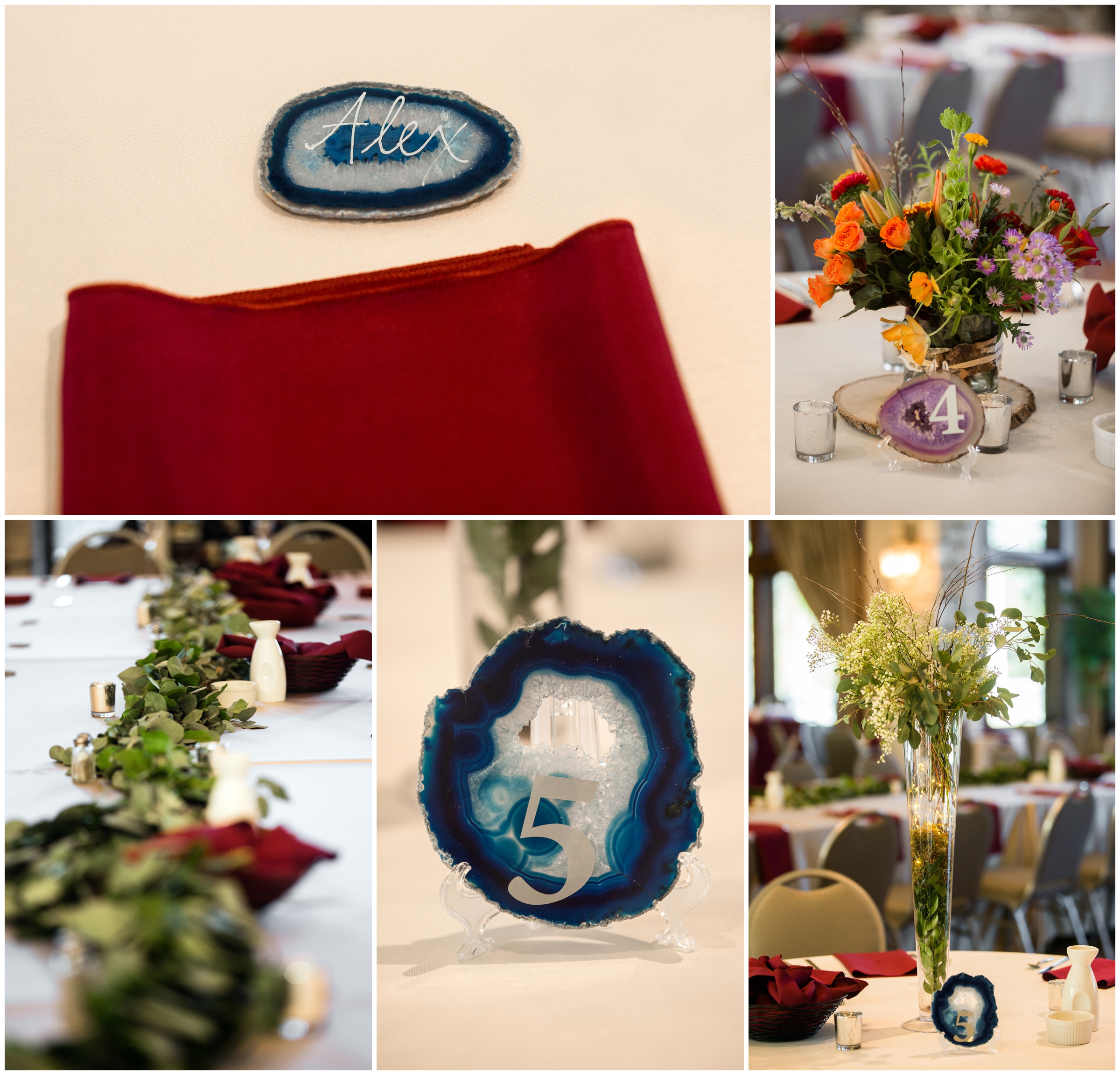 geode themed wedding at Cielo at Castle Pines reception