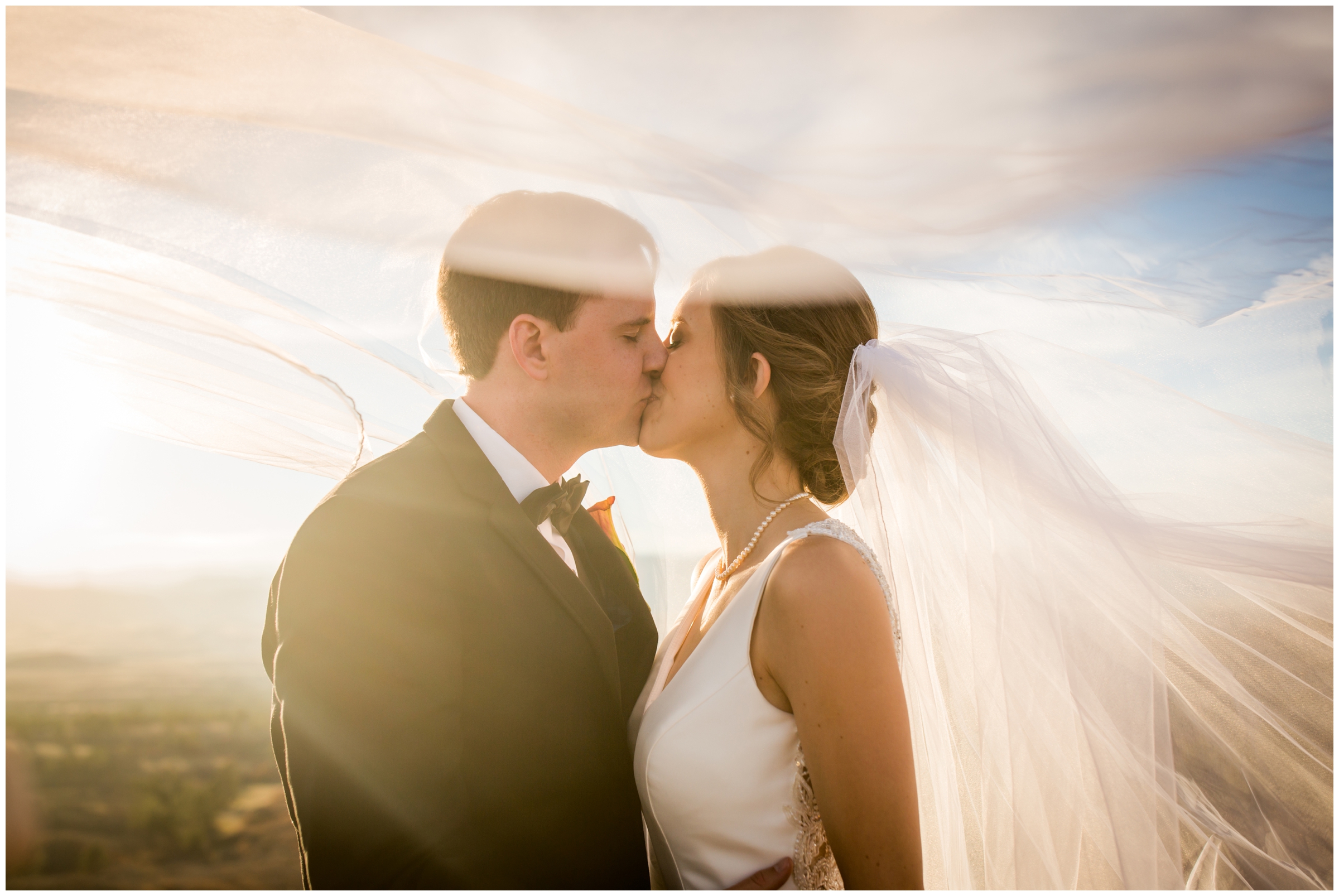 dramatic veil photos at Denver Colorado fall wedding