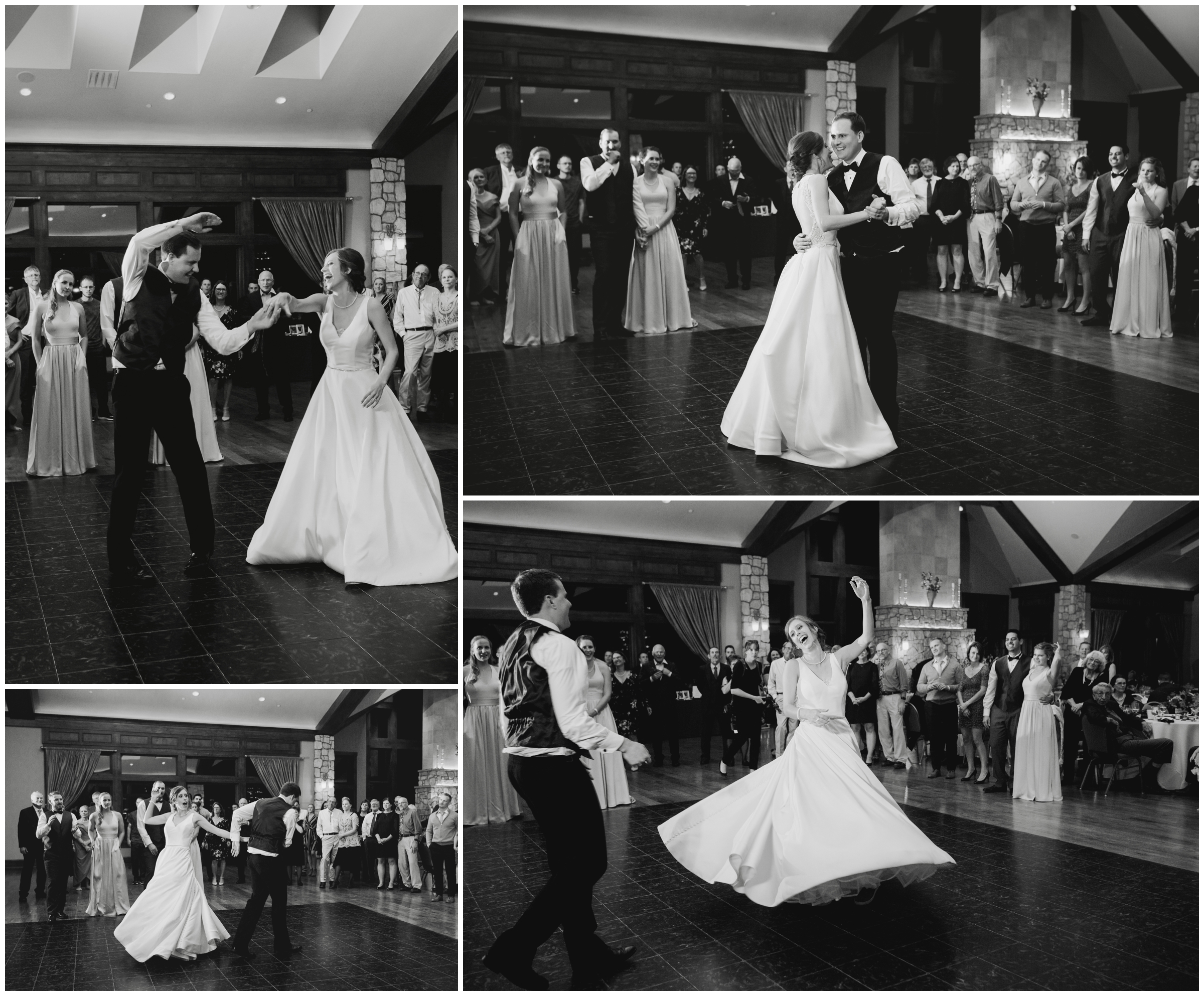 bride and groom's first dance at Denver Colorado ballroom wedding reception 