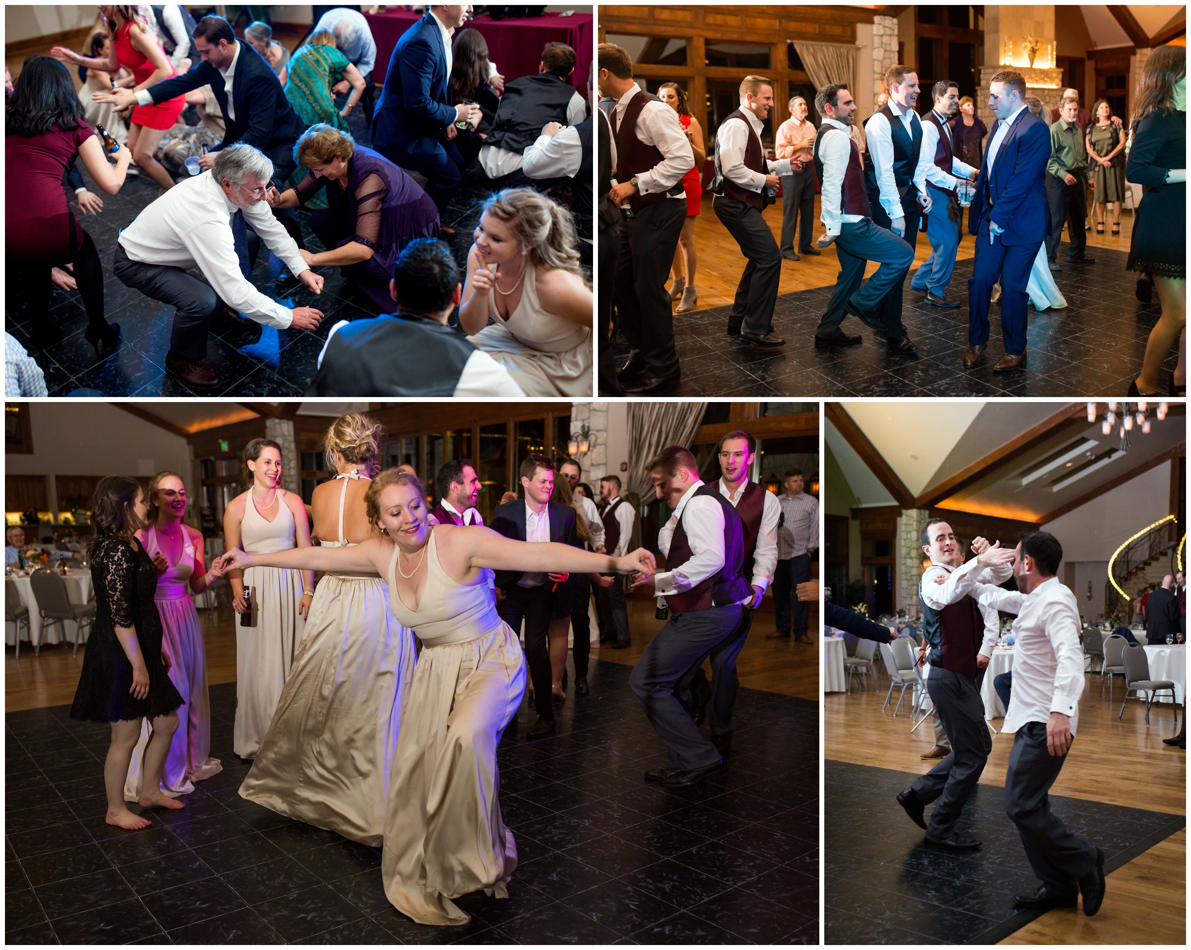 guests dancing at Colorado ballroom wedding reception 