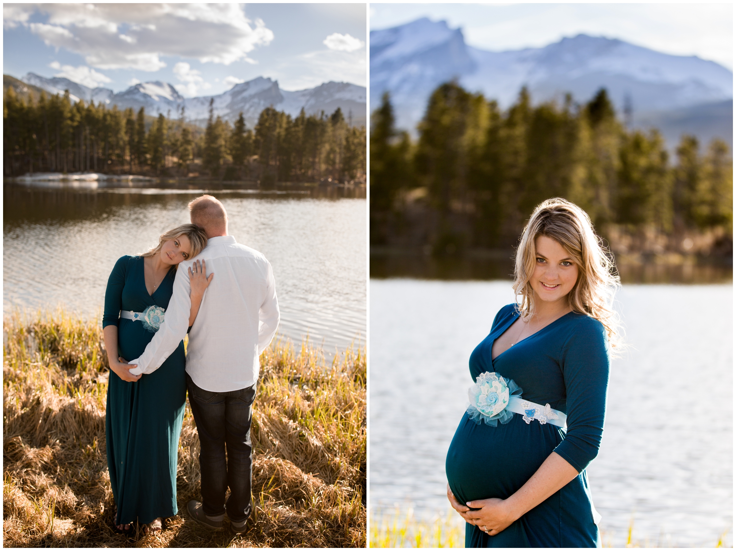 Rocky Mountain National Park Colorado maternity photos at Sprague Lake 